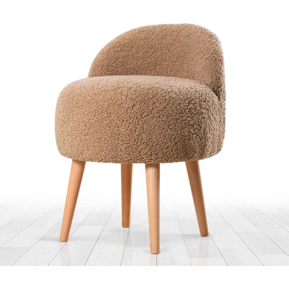 Taburet RUFME, stofa buclata maro, 48x42x47 cm