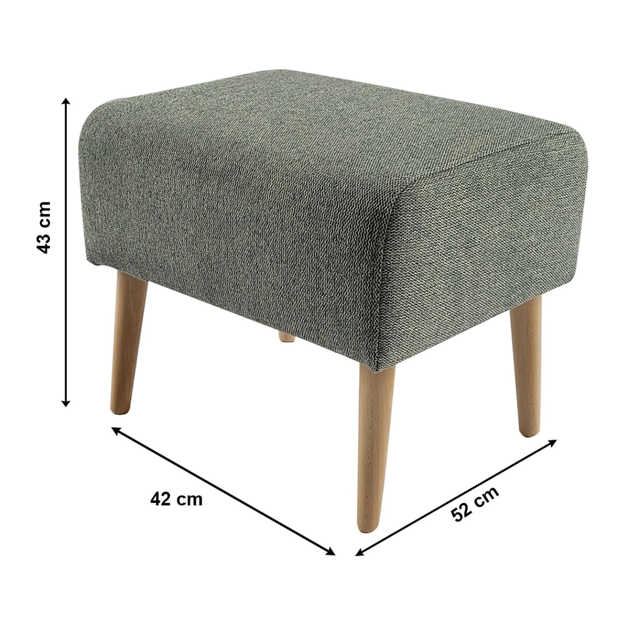 Taburet SAMY, stofa clasica verde menta, 42x52x43 cm