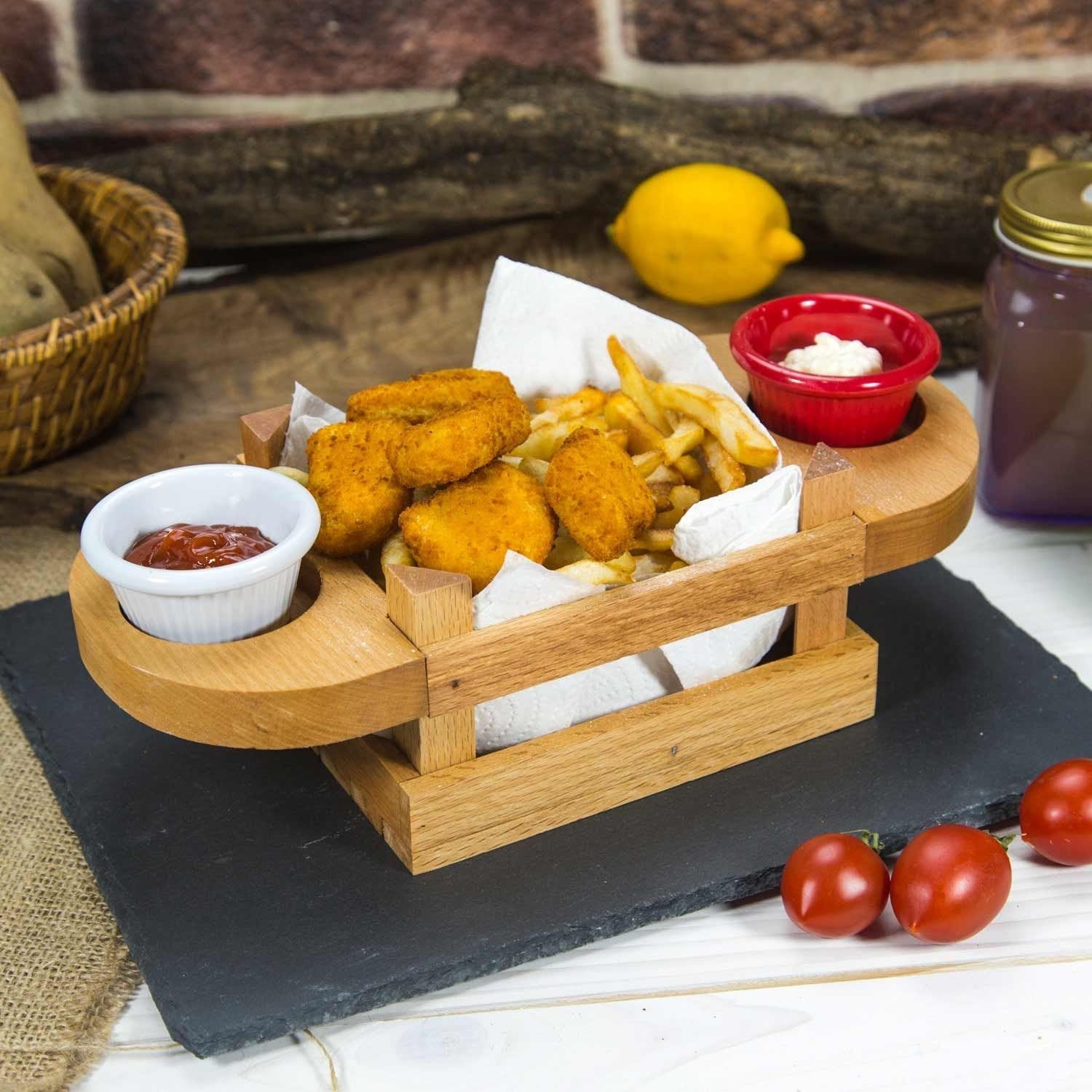 Tava UP02120, stejar/alb/rosu, lemn, 33x9x15 cm