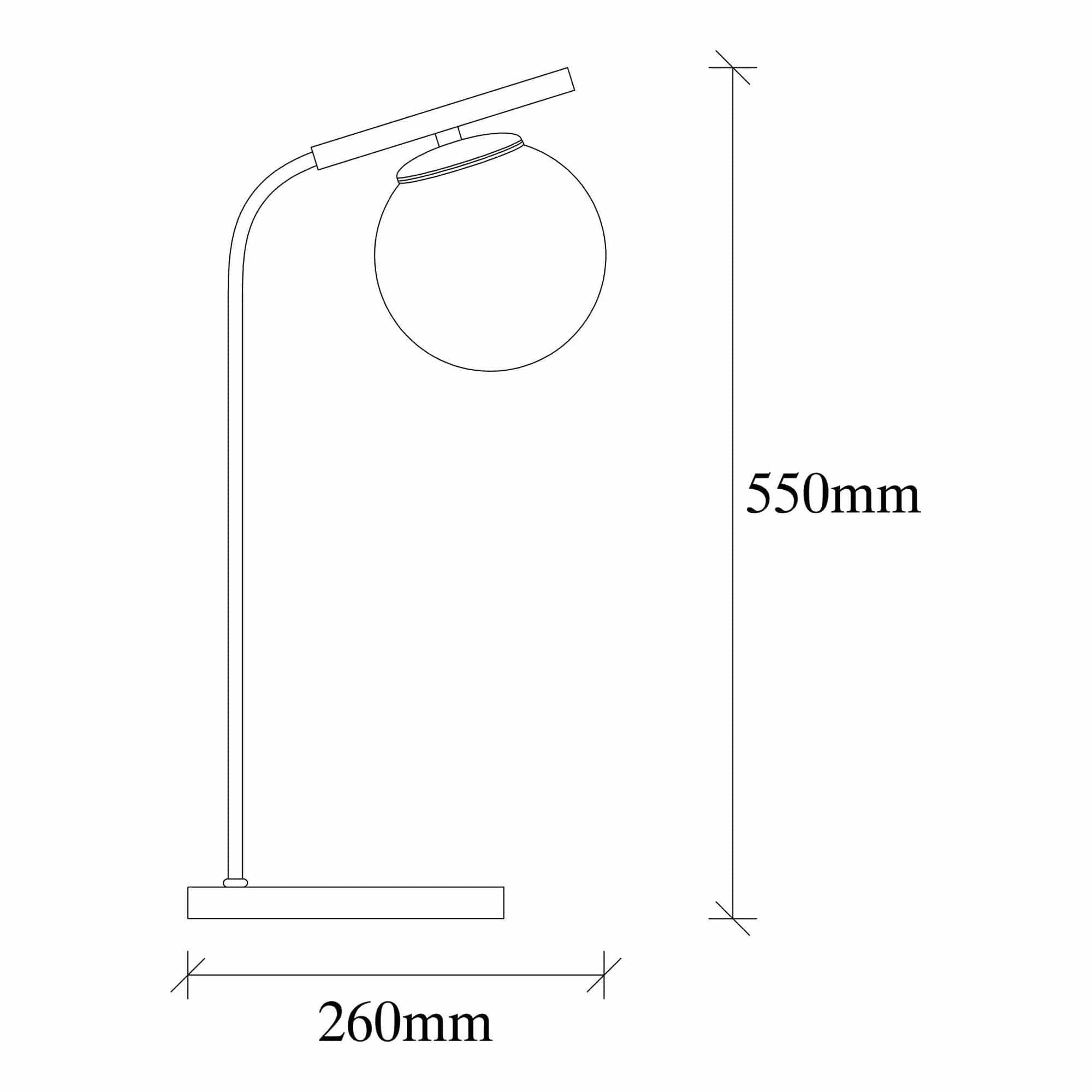 Veioza YILDIZ 4021, negru/auriu, sticla/metal, 26x15x55 cm