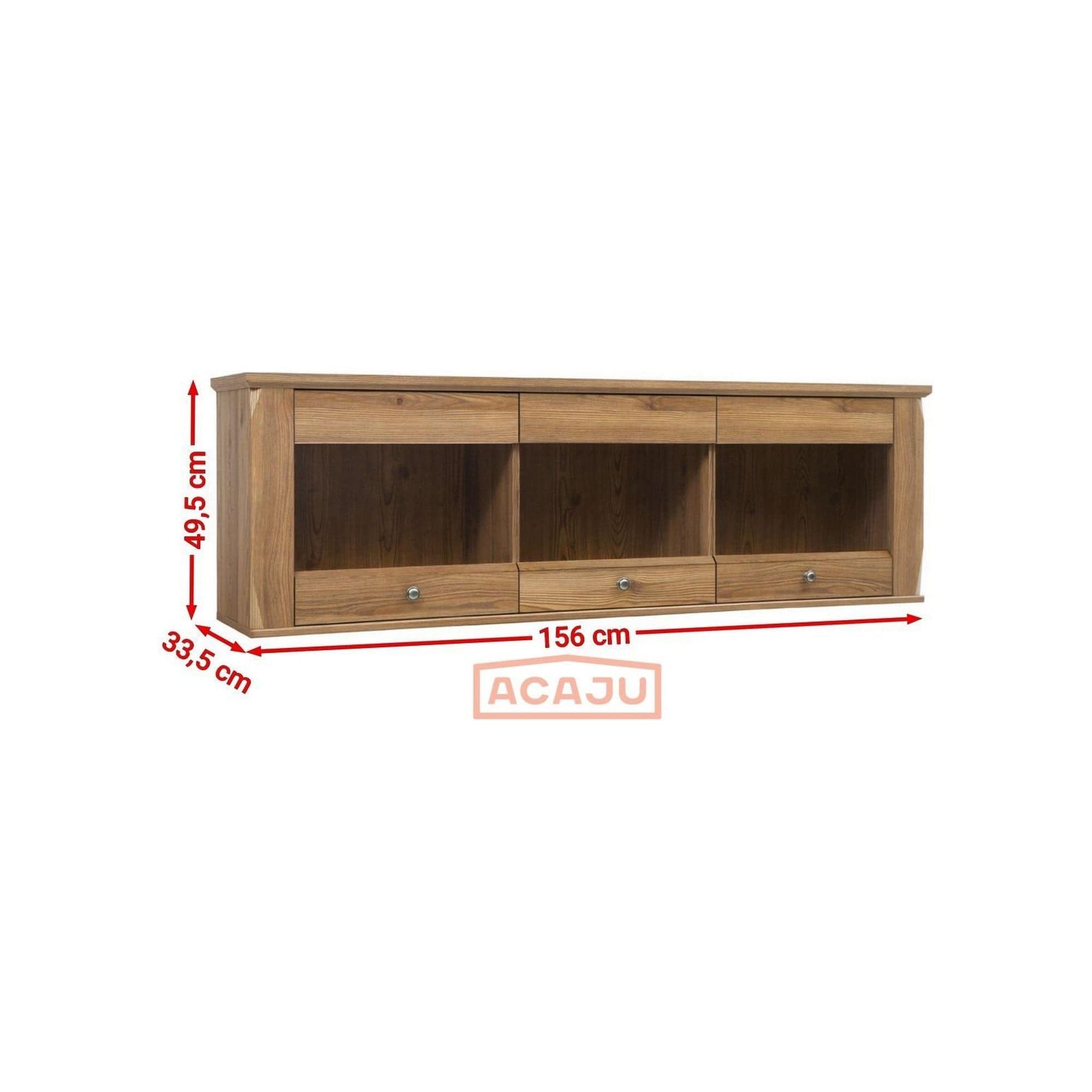 Vitrina BERGEB SFW3W, stejar, PAL/sticla securizata, 156x34x50 cm