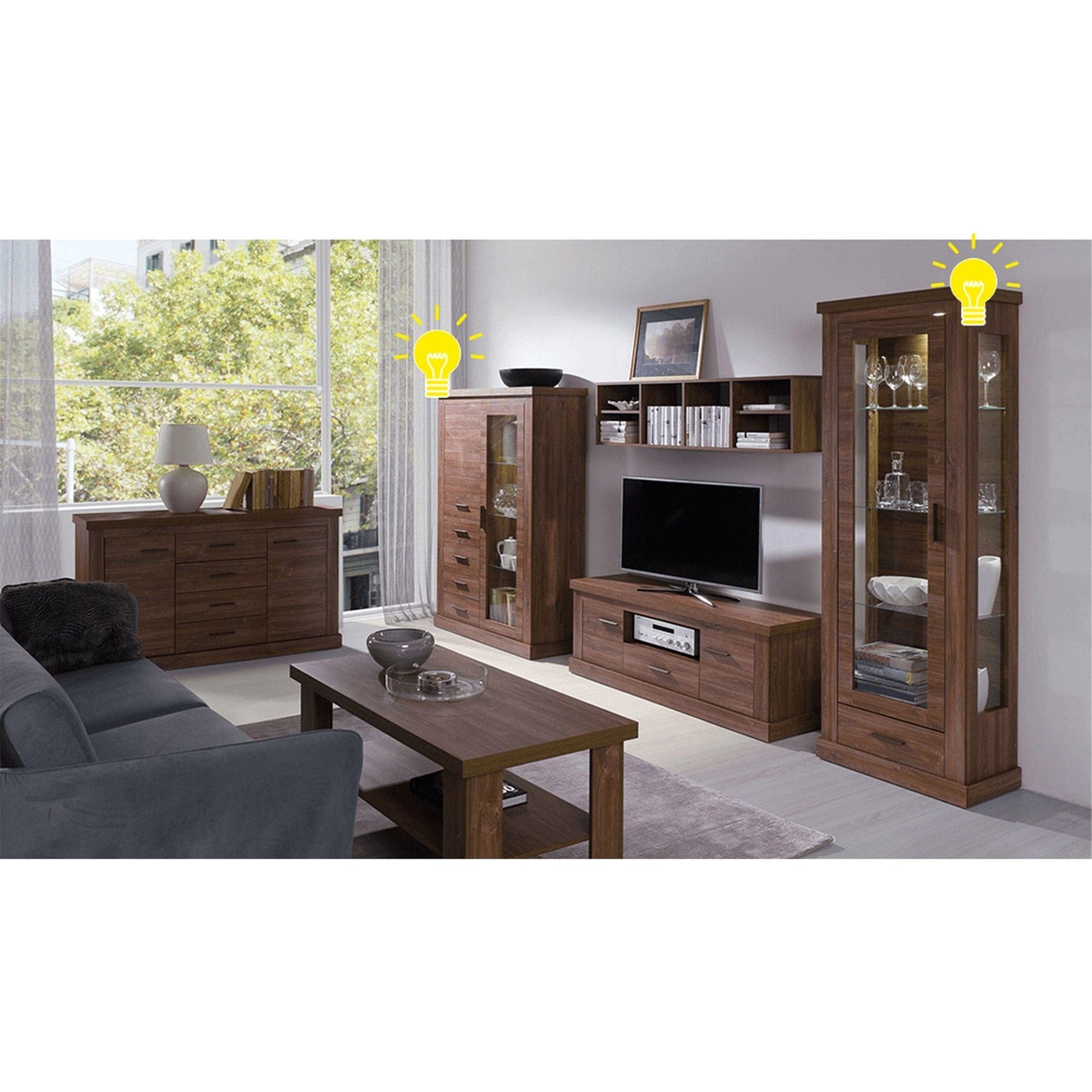 Vitrina HILARD AR2, stejar stirling, DTD laminat, 68x39x198 cm