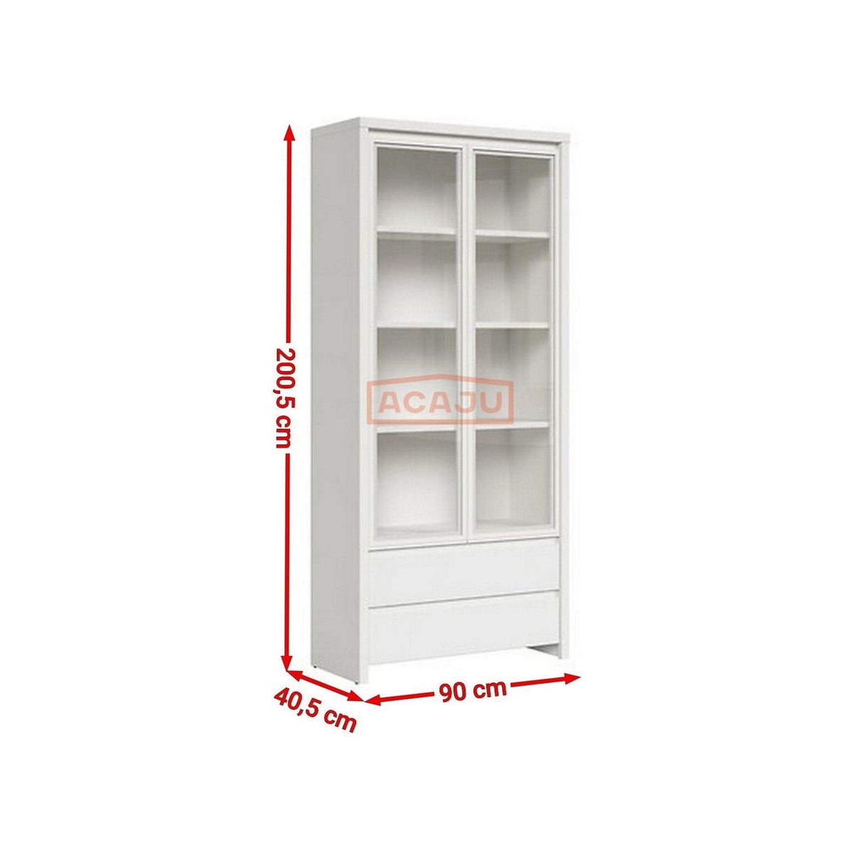 Vitrina KASPIAN, alb, PAL, 90x41x201 cm