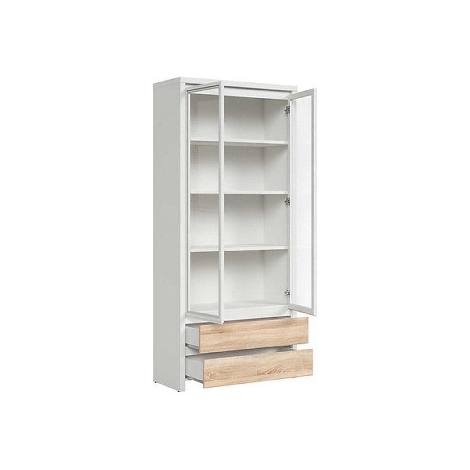 Vitrina KASPIAN, alb/stejar, PAL, 90x41x201 cm