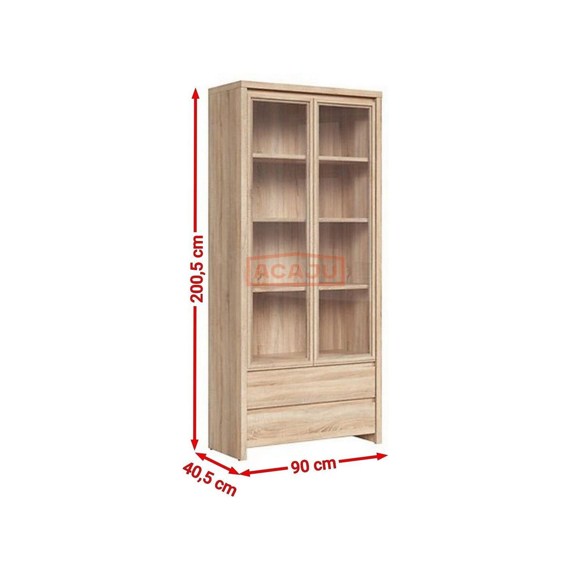 Vitrina KASPIAN, stejar sonoma, PAL, 90x41x201 cm