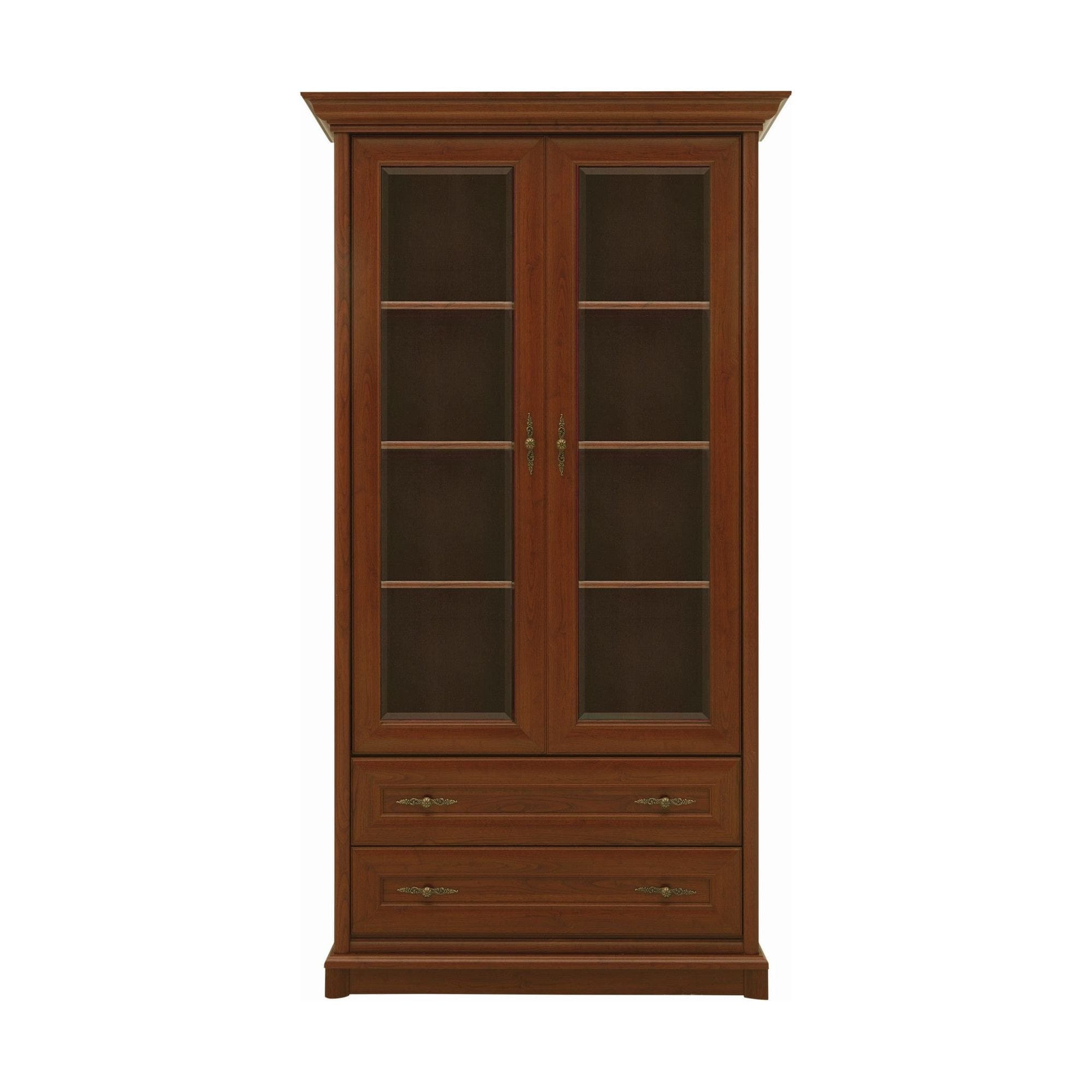 Vitrina KENT, castan, PAL/sticla securizata, 110x43x205 cm