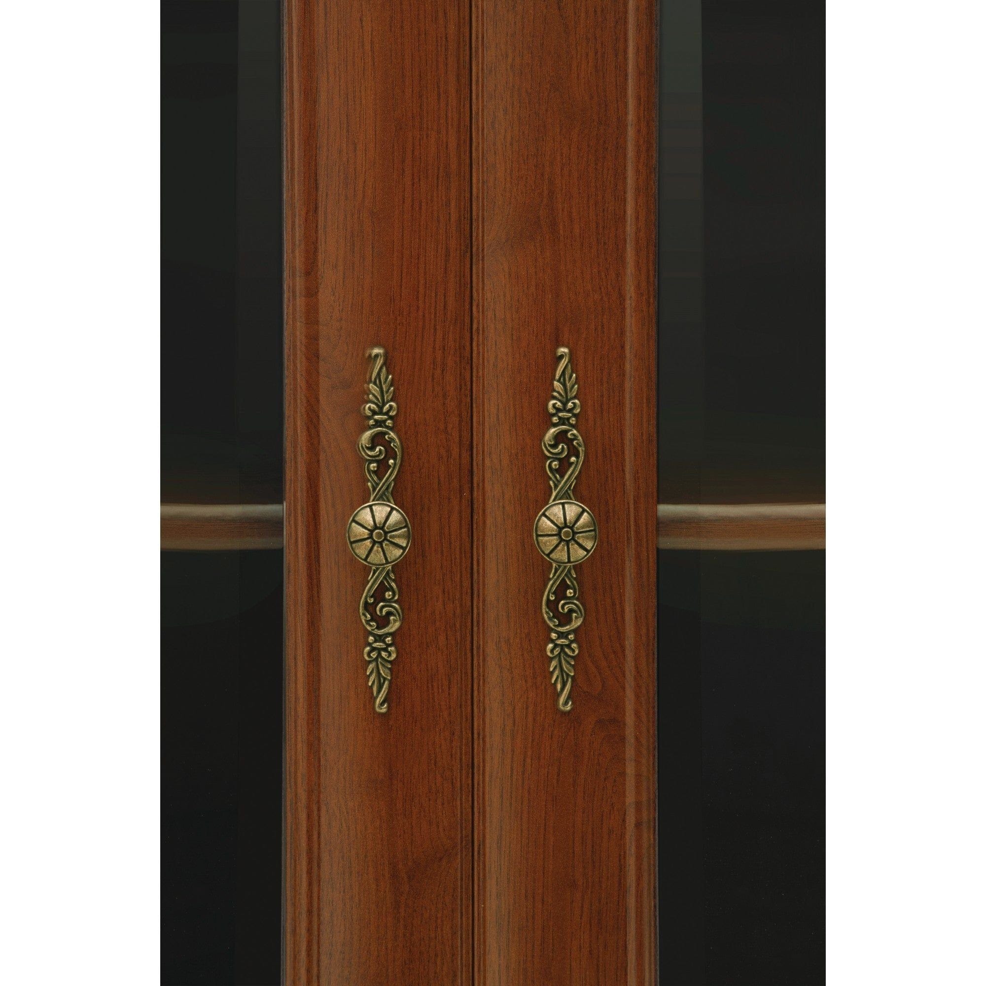 Vitrina KENT, castan, PAL/sticla securizata, 110x43x205 cm