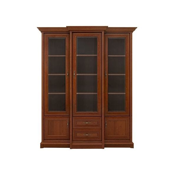 Vitrina KENT, castan, PAL/sticla securizata, 168x43/50x205 cm