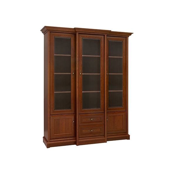 Vitrina KENT, castan, PAL/sticla securizata, 168x43/50x205 cm