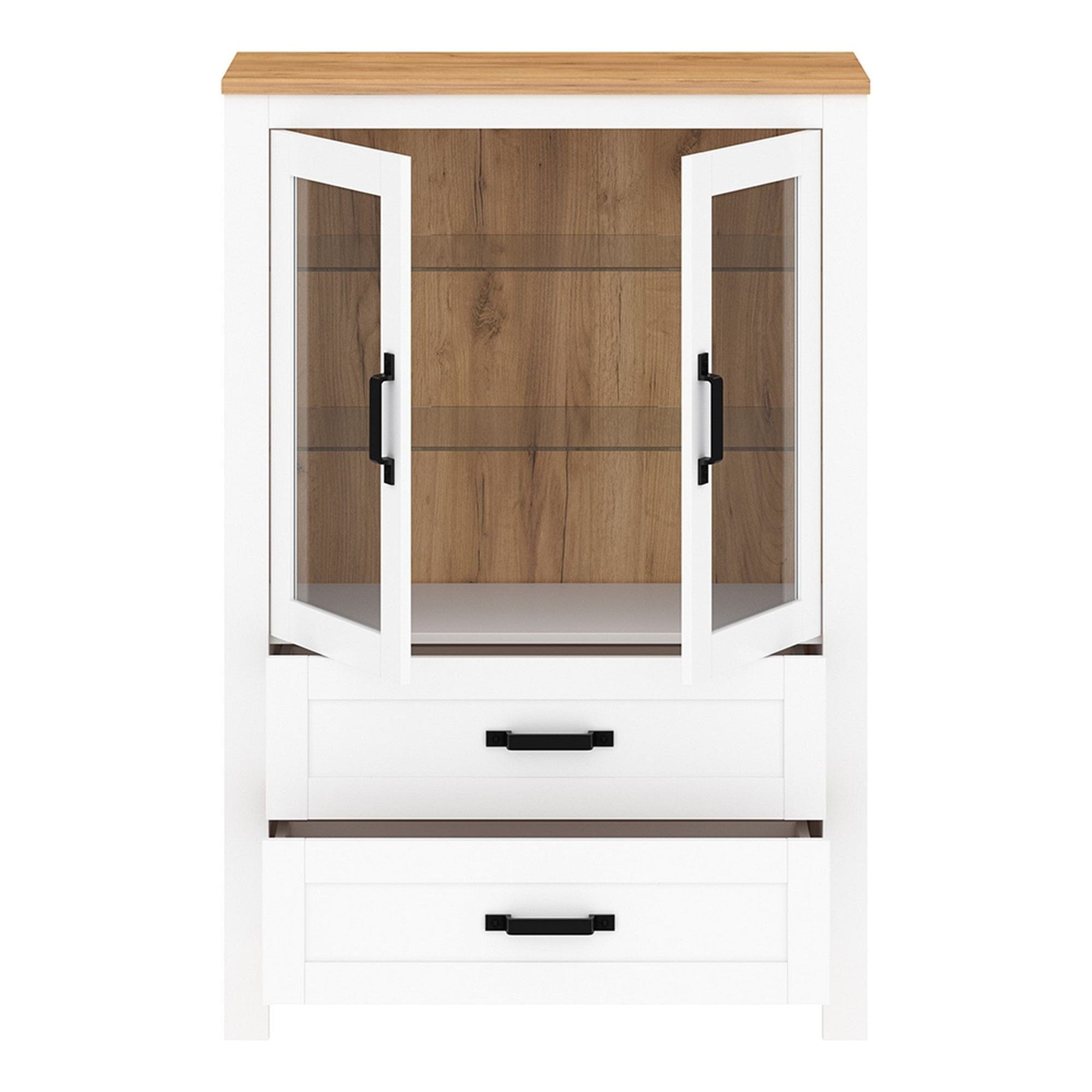 Vitrina LANZETTE K, alb/stejar craft auriu, DTD laminat, 94x41x140 cm