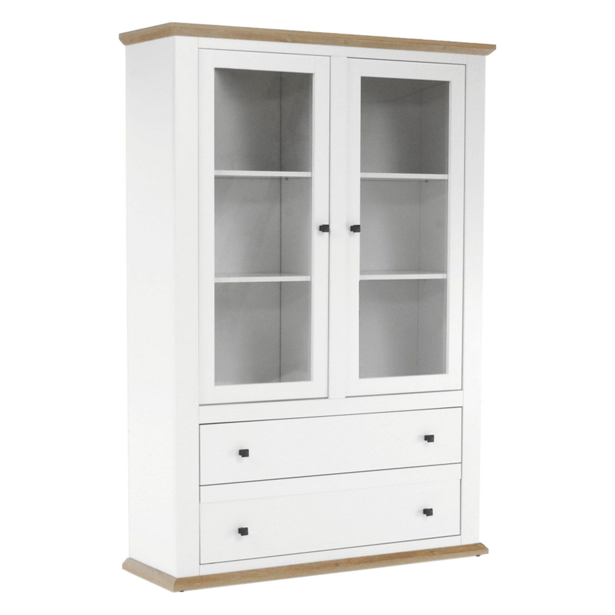 Vitrina LEON MZ5, alb/stejar deschis, PAL laminat, 125x40x180 cm