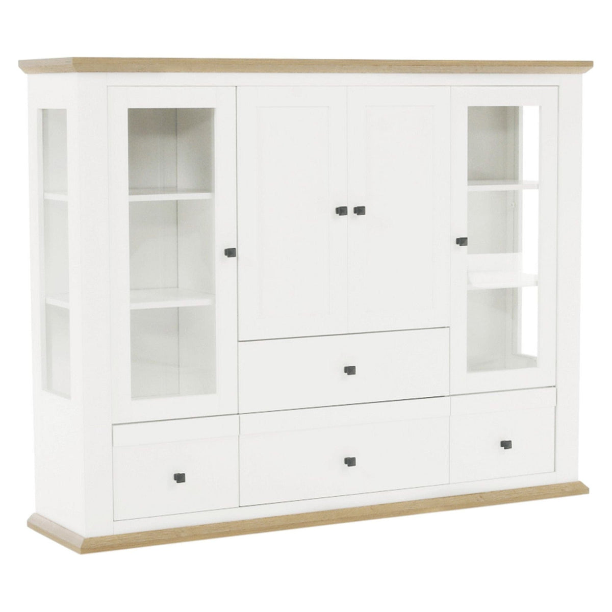 Vitrina LEON MZ6, alb/stejar deschis, PAL laminat, 165x40x130 cm