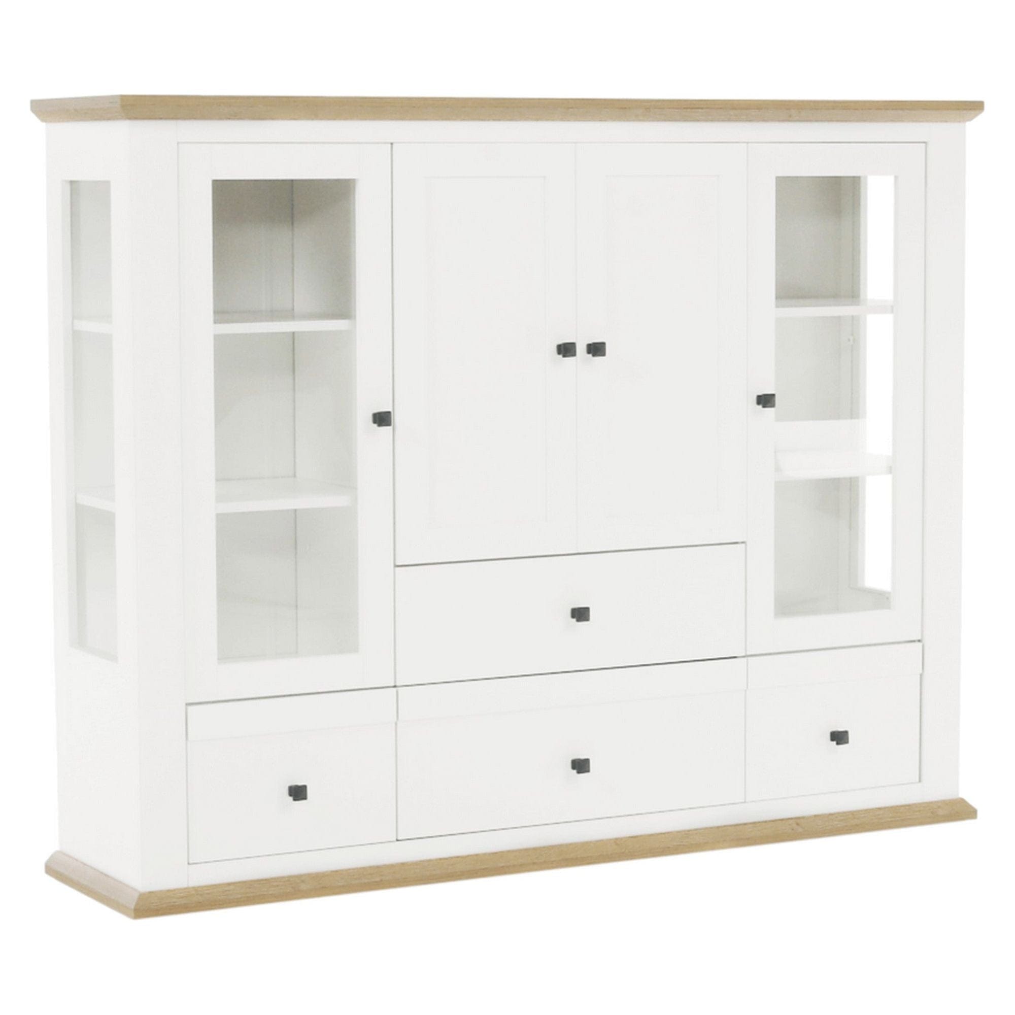 Vitrina LEON MZ6, alb/stejar deschis, PAL laminat, 165x40x130 cm