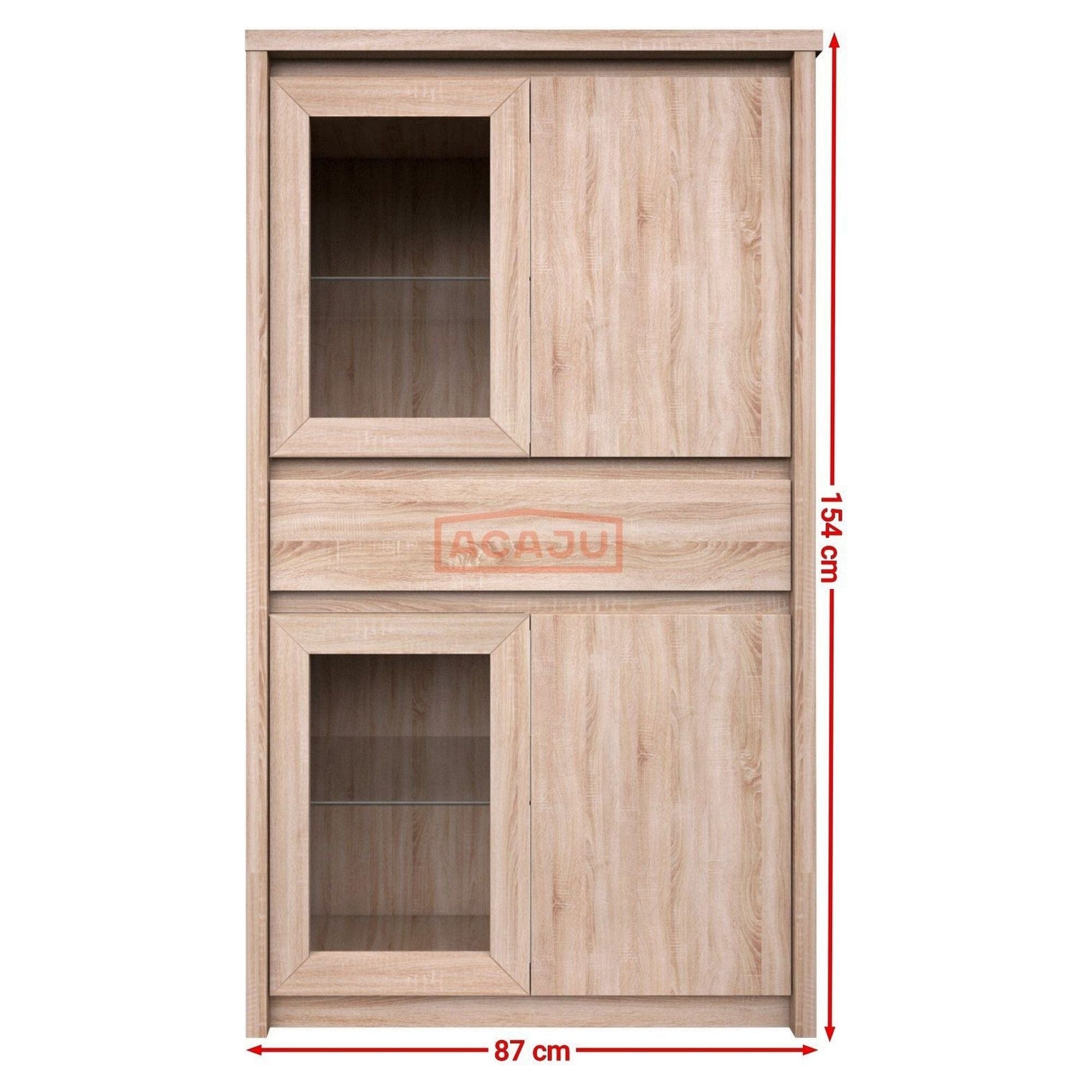 Vitrina NORTON, stejar sonoma, PAL laminat/canturi PVC/sticla, 87x40x154 cm