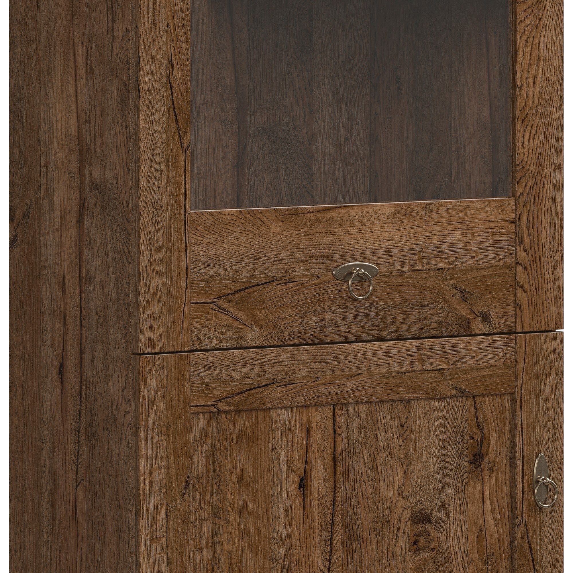 Vitrina PATRAS, stejar april, PAL/sticla securizata, 63x45x201 cm