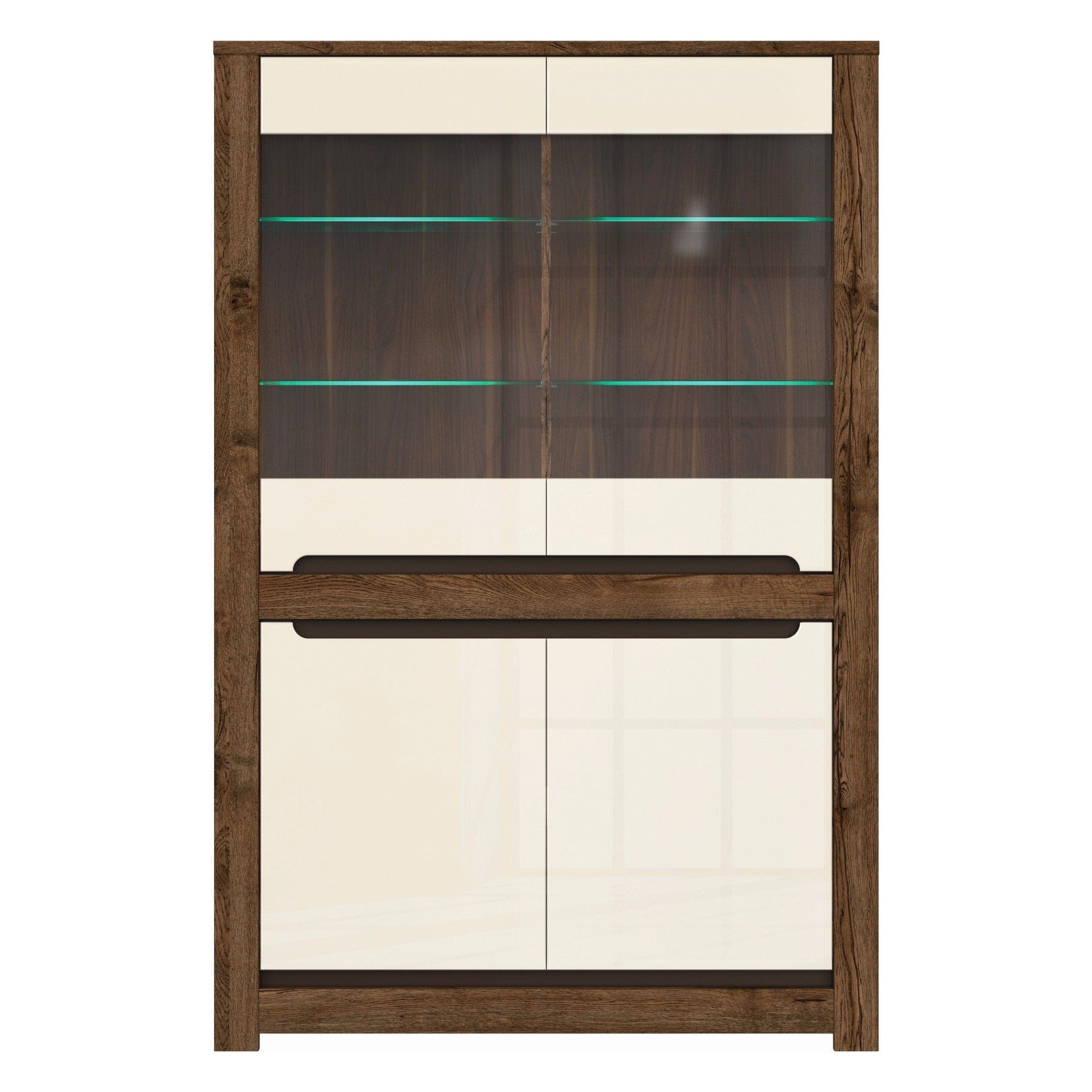 Vitrina RUSO, bej/stejar inchis, 104x46x159 cm