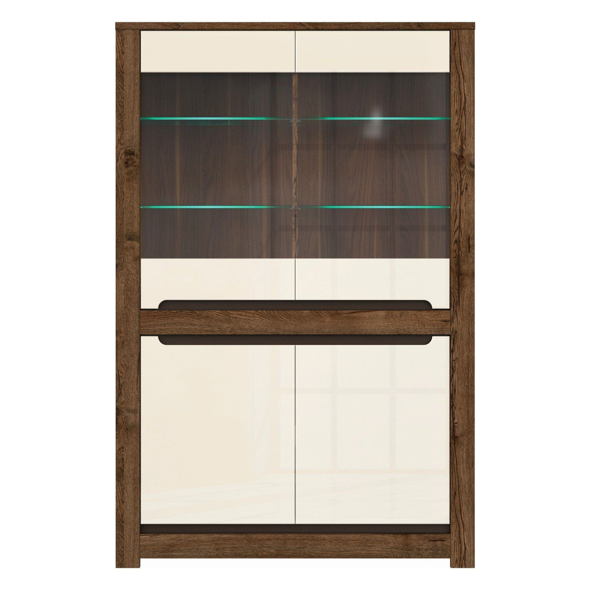 Vitrina RUSO, bej/stejar inchis, 104x46x159 cm