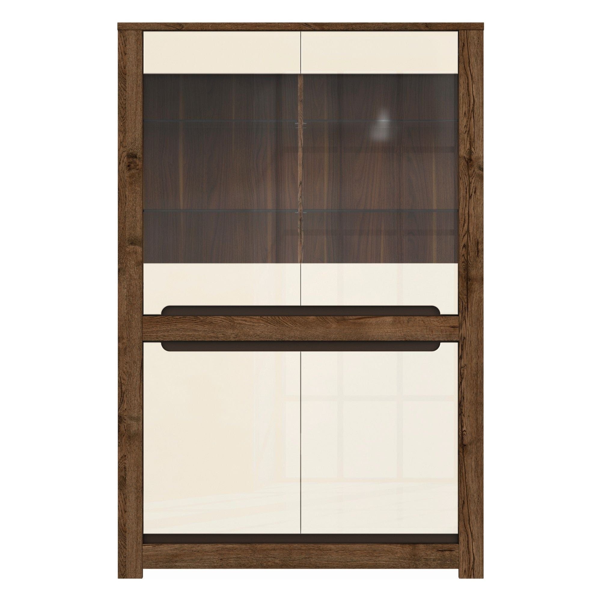 Vitrina RUSO, bej/stejar inchis, 104x46x159 cm