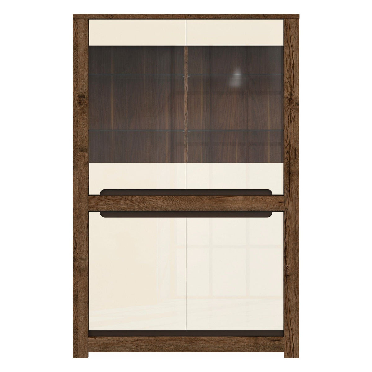 Vitrina RUSO, bej/stejar inchis, 104x46x159 cm