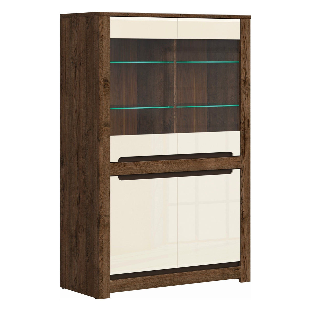 Vitrina RUSO, bej/stejar inchis, 104x46x159 cm
