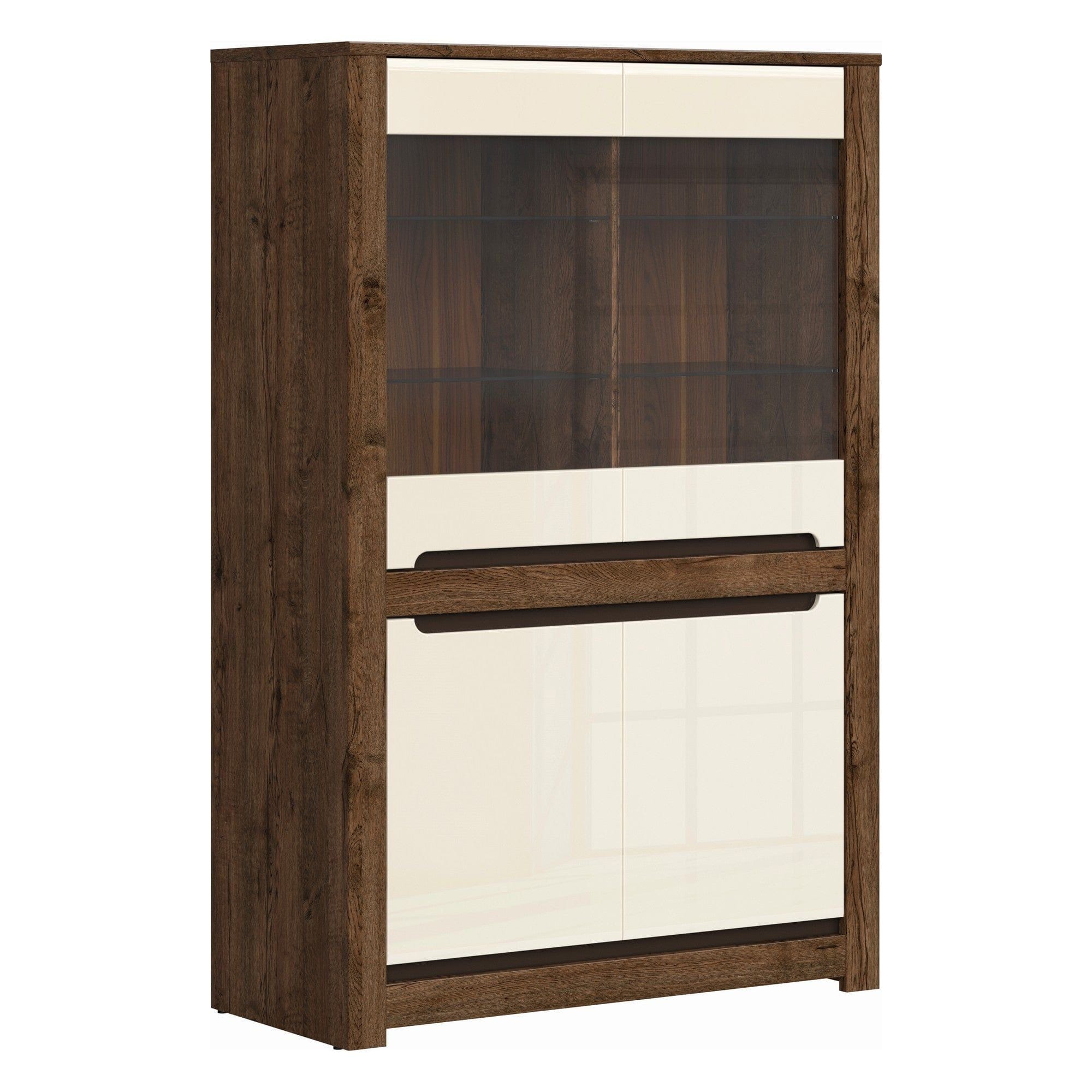 Vitrina RUSO, bej/stejar inchis, 104x46x159 cm