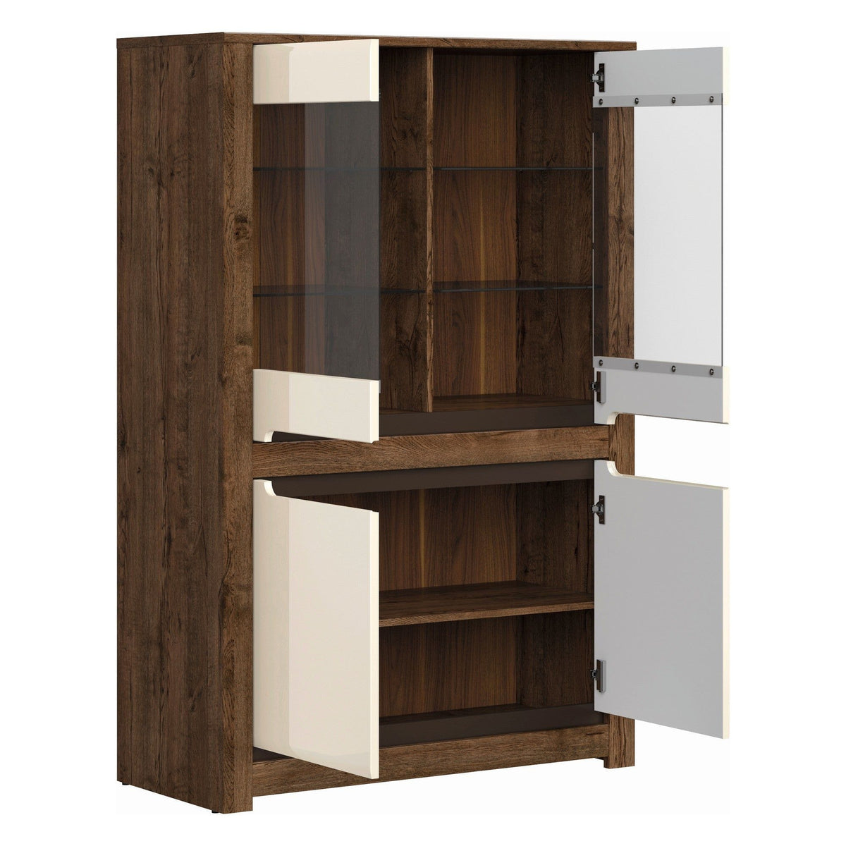Vitrina RUSO, bej/stejar inchis, 104x46x159 cm