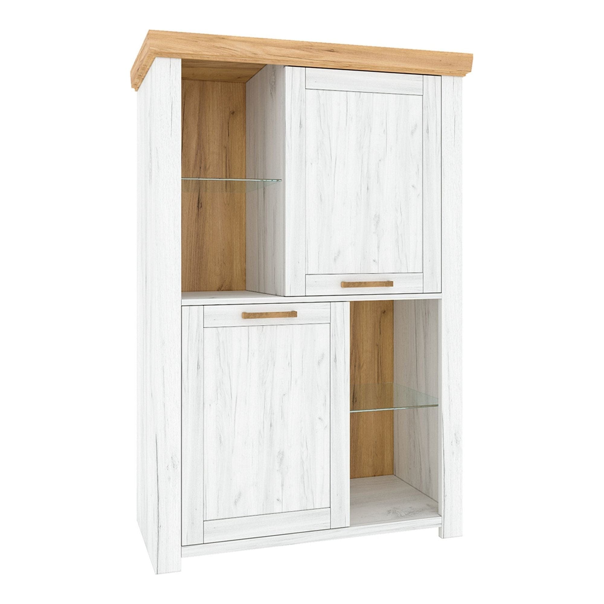 Vitrina SUDBURY C, stejar craft auriu/stejar craft alb, PAL laminat, 98x42x146 cm