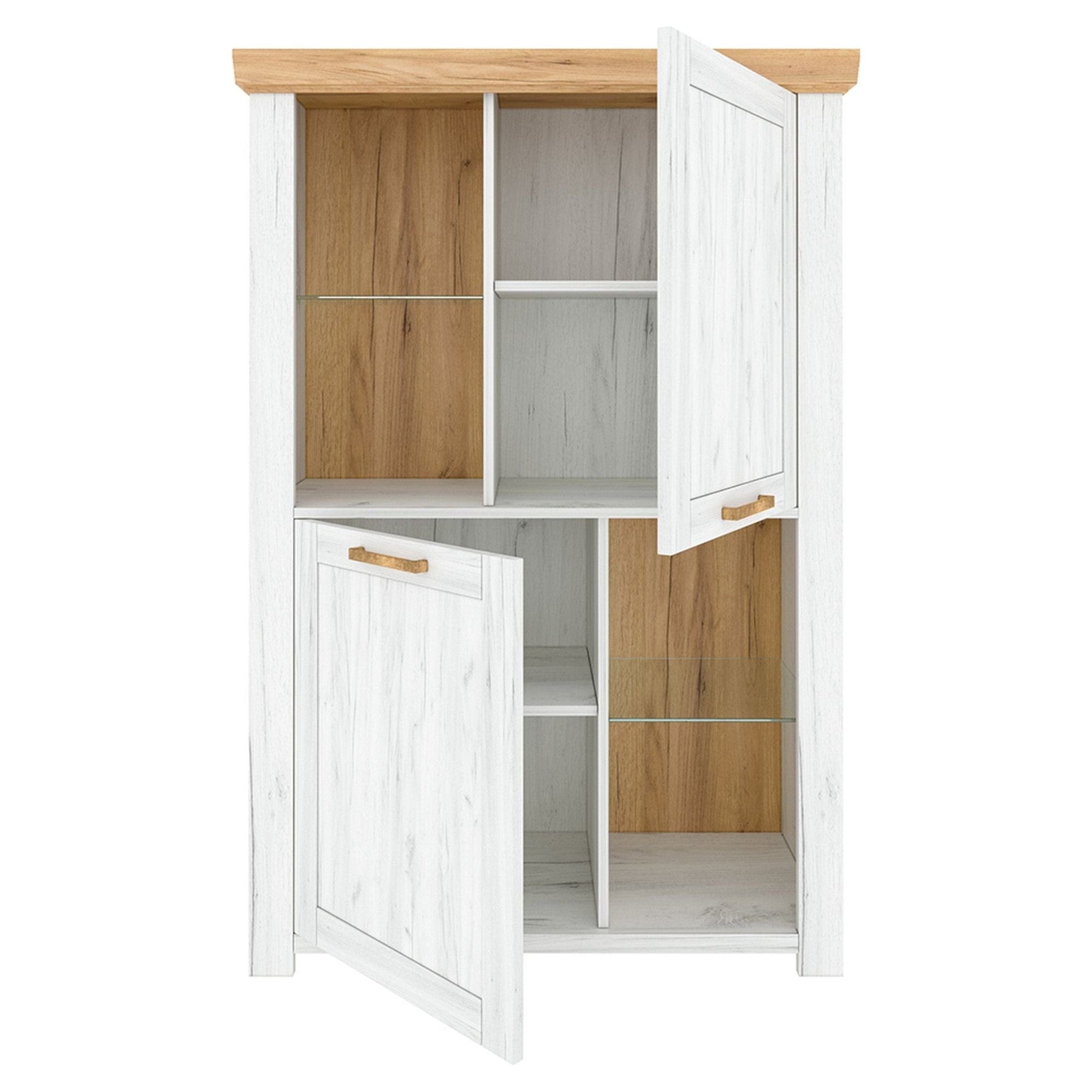 Vitrina SUDBURY C, stejar craft auriu/stejar craft alb, PAL laminat, 98x42x146 cm