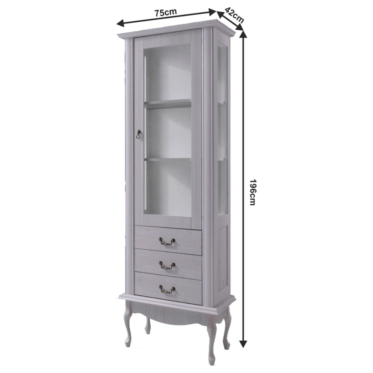 Vitrina VILAR DA4, gri, DTD laminat, 75x42x196 cm