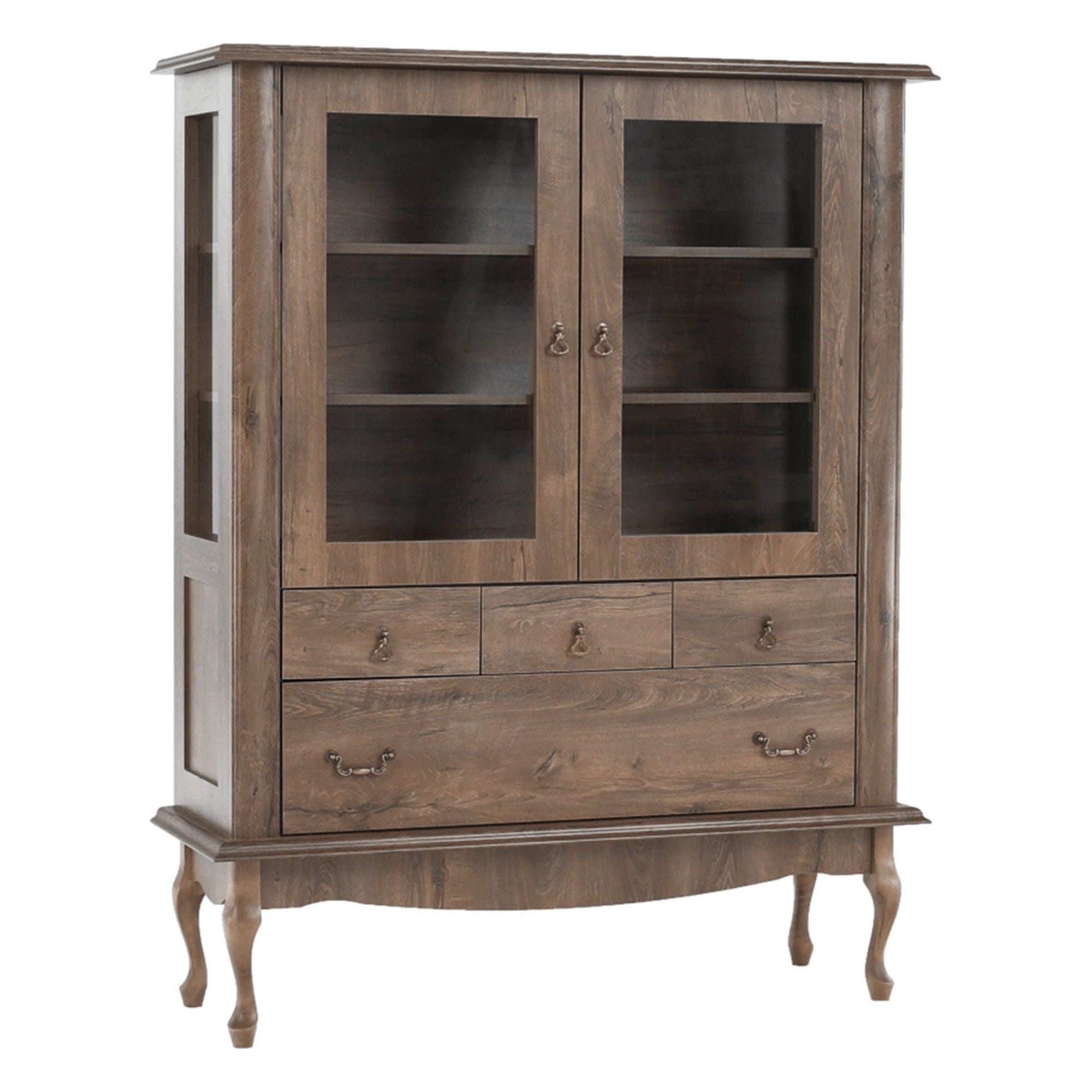 Vitrina VILAR DA5, stejar lefkas, DTD laminat, 125x42x158 cm