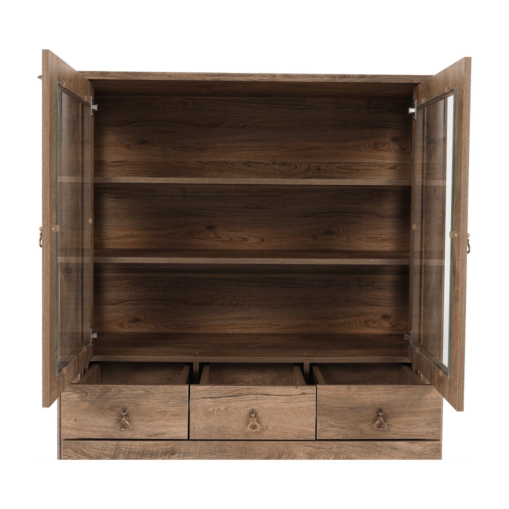 Vitrina VILAR DA5, stejar lefkas, DTD laminat, 125x42x158 cm