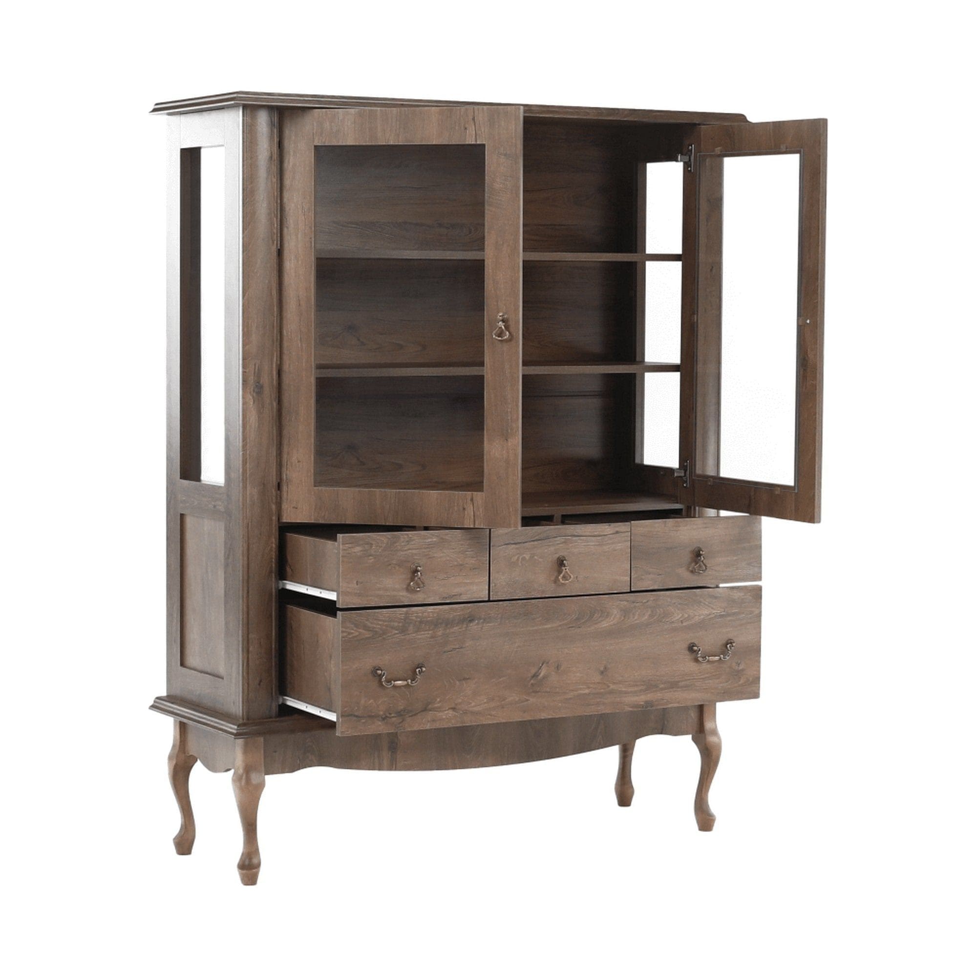 Vitrina VILAR DA5, stejar lefkas, DTD laminat, 125x42x158 cm