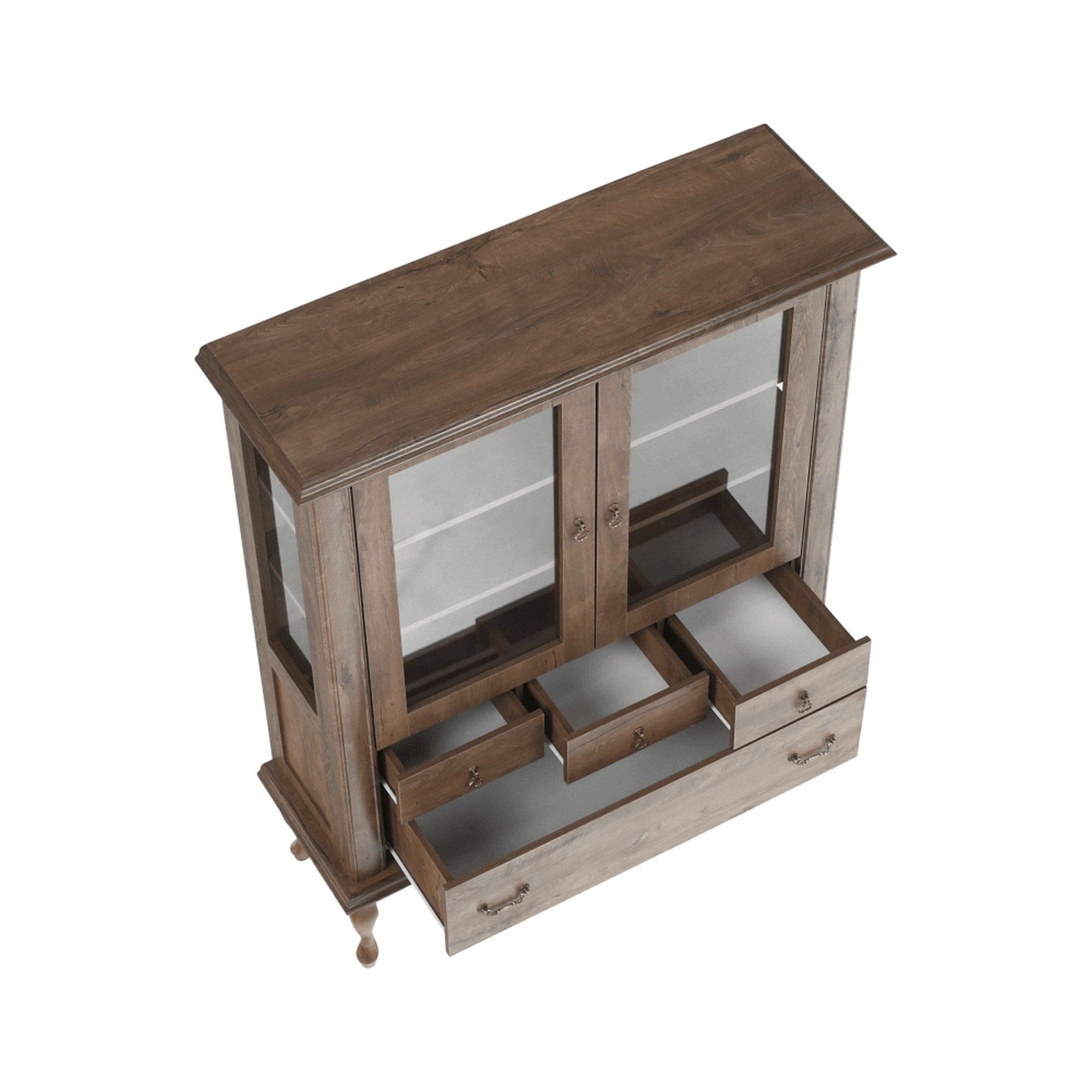 Vitrina VILAR DA5, stejar lefkas, DTD laminat, 125x42x158 cm