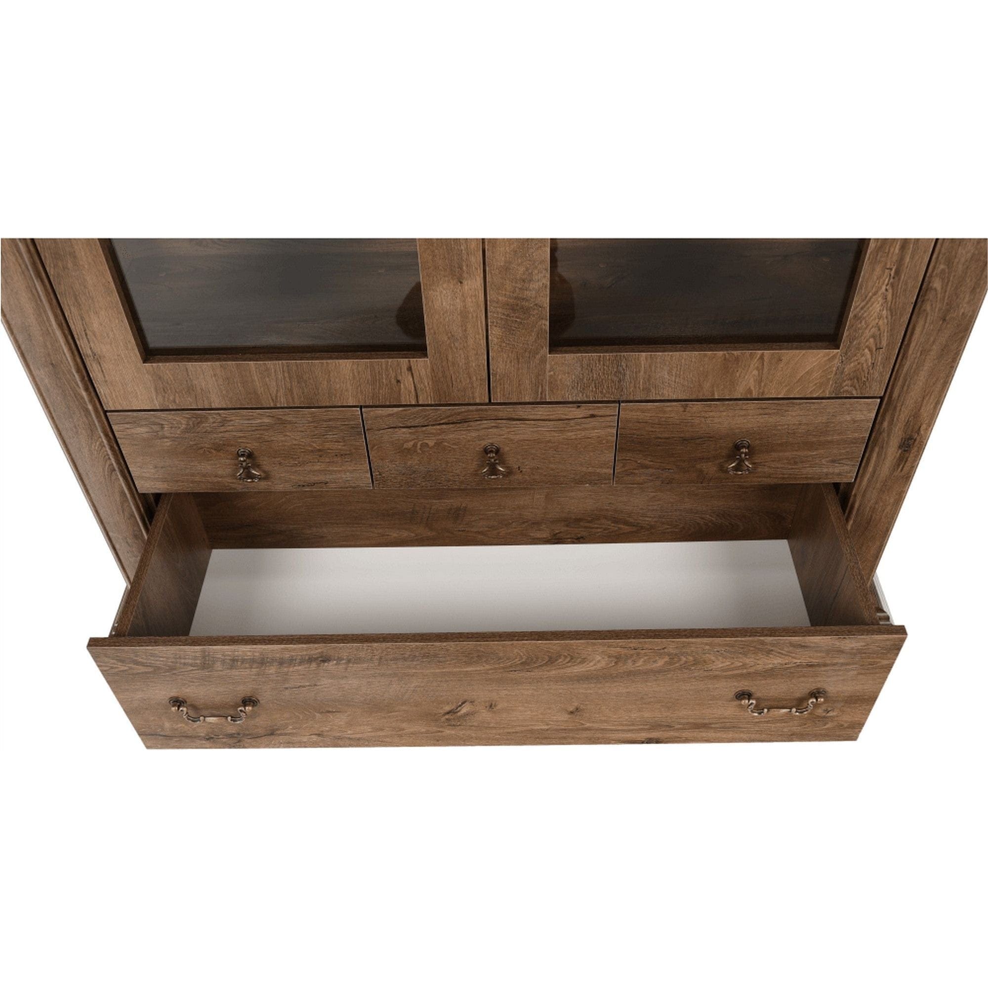 Vitrina VILAR DA5, stejar lefkas, DTD laminat, 125x42x158 cm