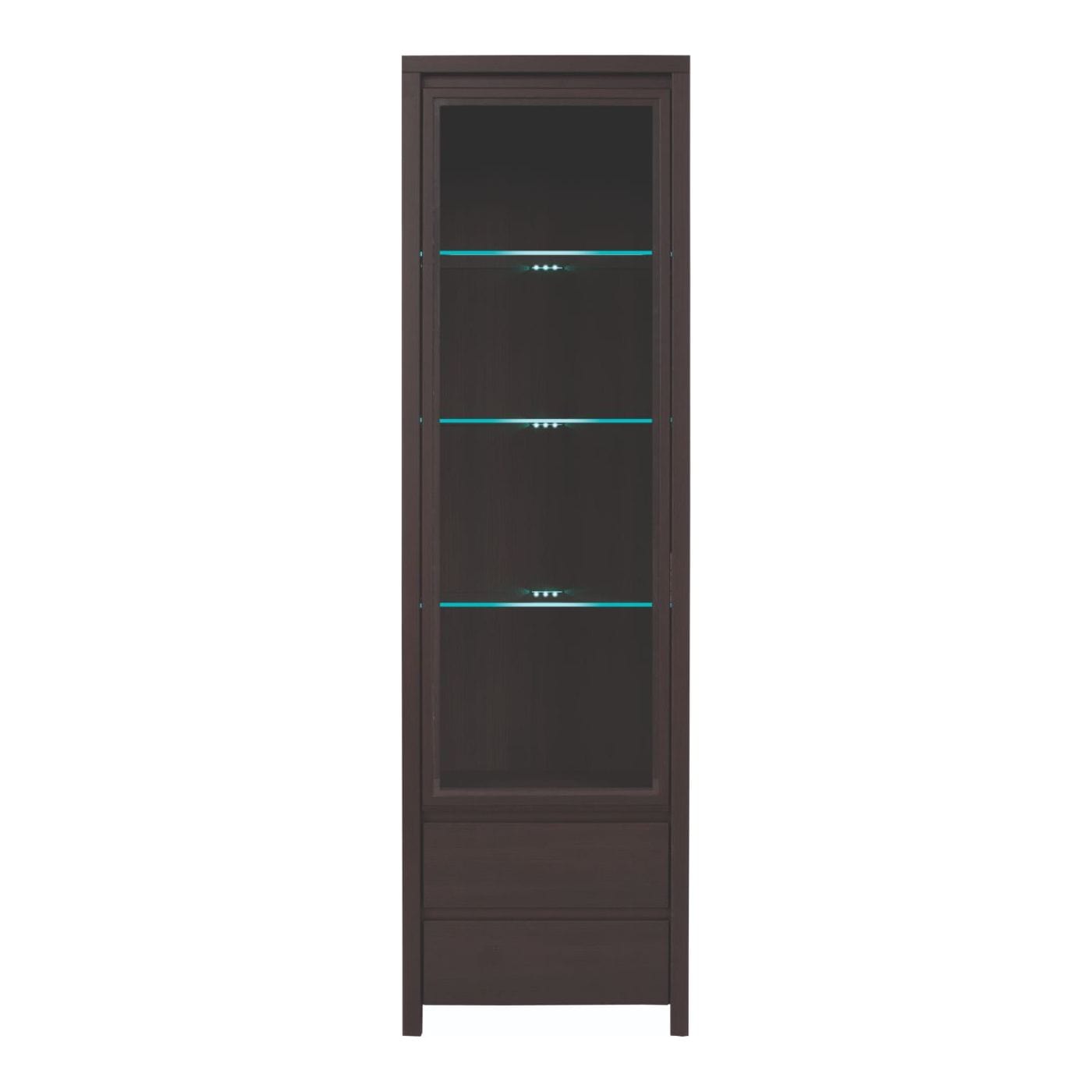 Vitrine KASPIAN REG1W2S, wenge, PAL infoliat/sticla, 57x41x201 cm