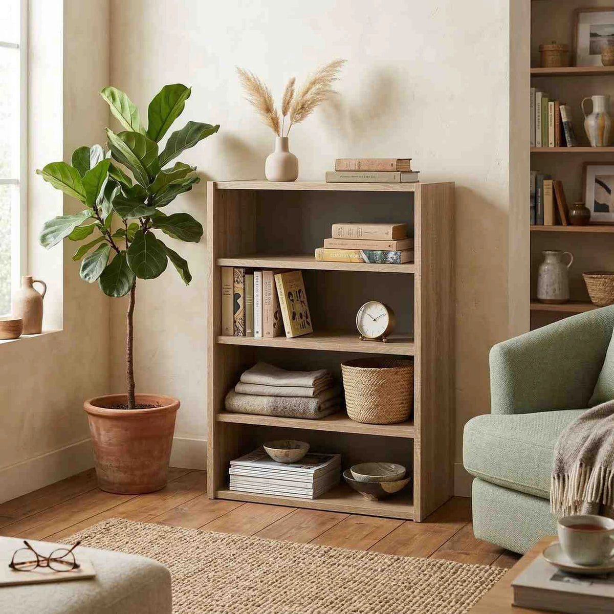 Biblioteca TEMPO ASISTENT NEW 013, stejar sonoma, PAL melaminat, 57x34x71 cm