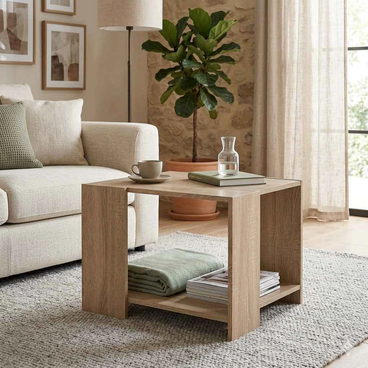 Masuta cafea TEMPO ASISTENT NEW 026, stejar sonoma, PAL melaminat, 63x63x45 cm