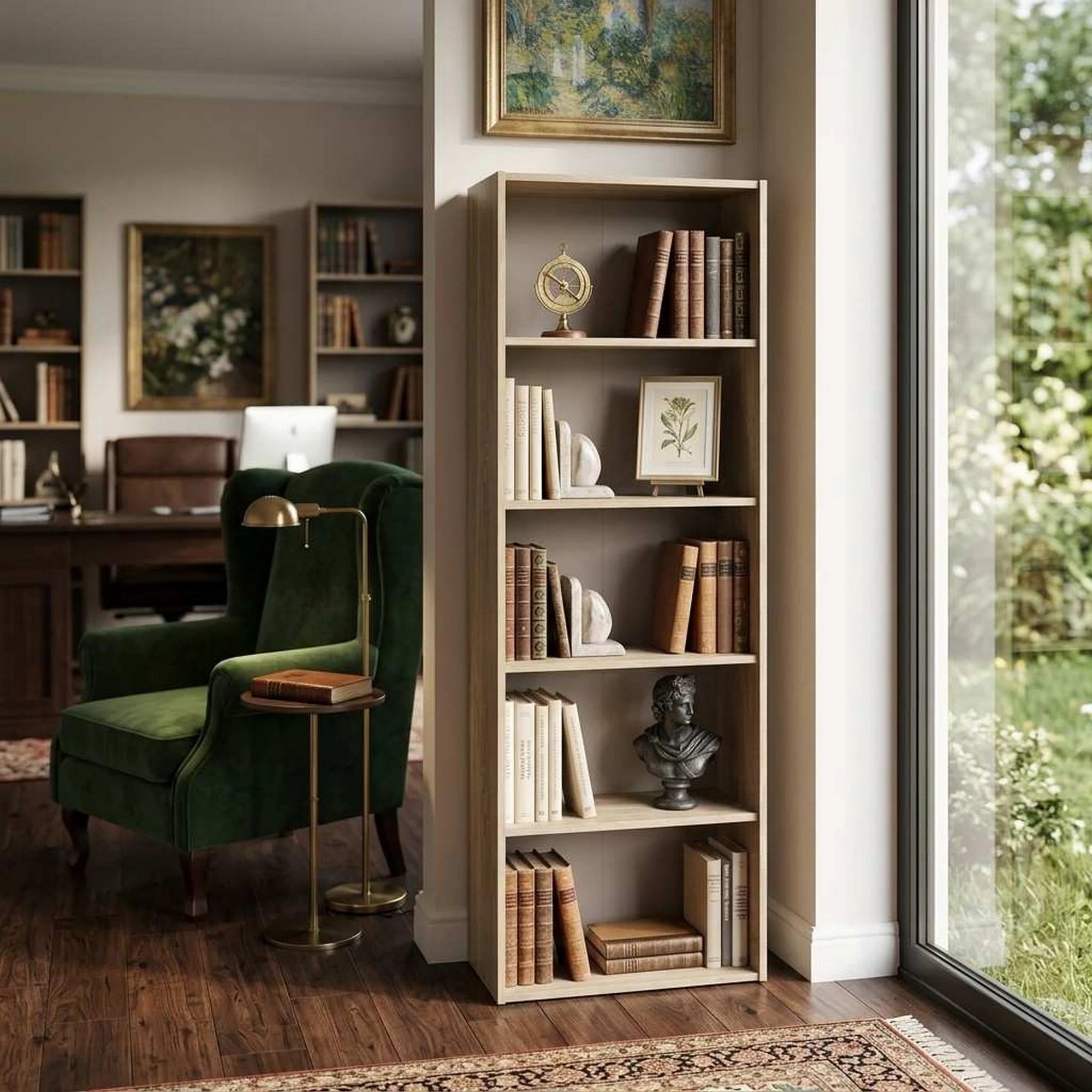 Biblioteca TEMPO ASISTENT NEW 001, stejar sonoma, PAL melaminat, 57x34x175 cm