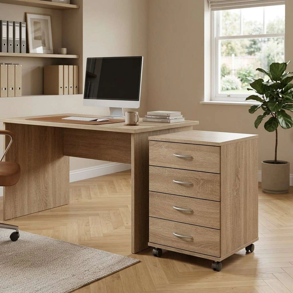 Noptiera TEMPO ASISTENT NEW 015, stejar sonoma, PAL melaminat, cu 4 sertare, 43x60x61 cm