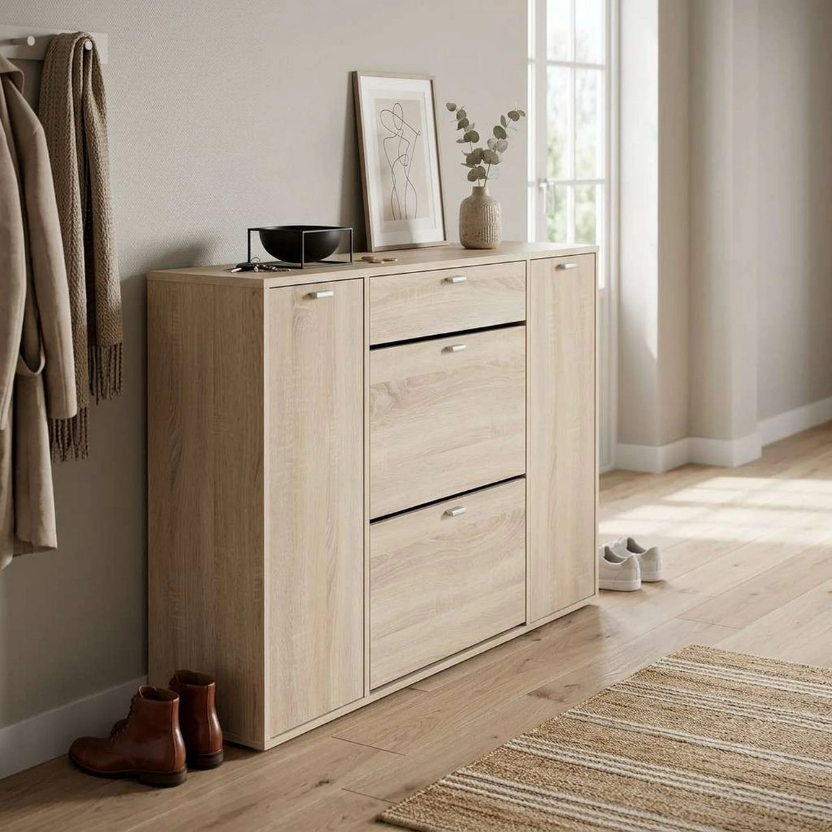 Pantofar ANABELA, stejar sonoma, PAL melaminat, 120x28x85 cm