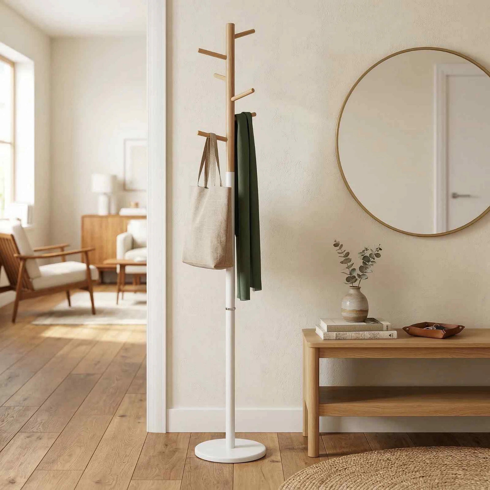 Cuier pom HORST, alb/stejar, metal/lemn, 30x180 cm