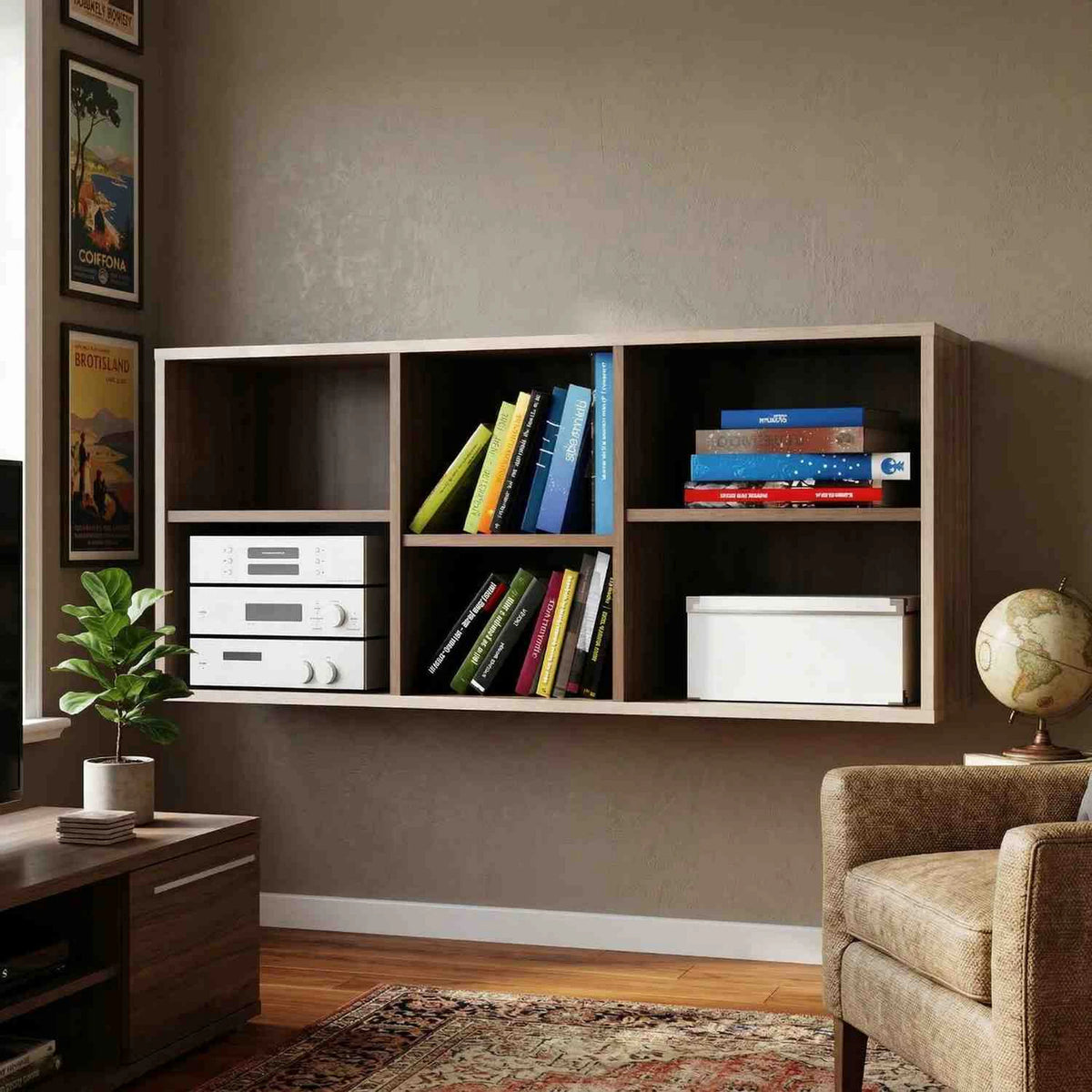 Biblioteca DUNAJ TIPUL12, stejar sonoma, PAL melaminat, 135x32x49 cm