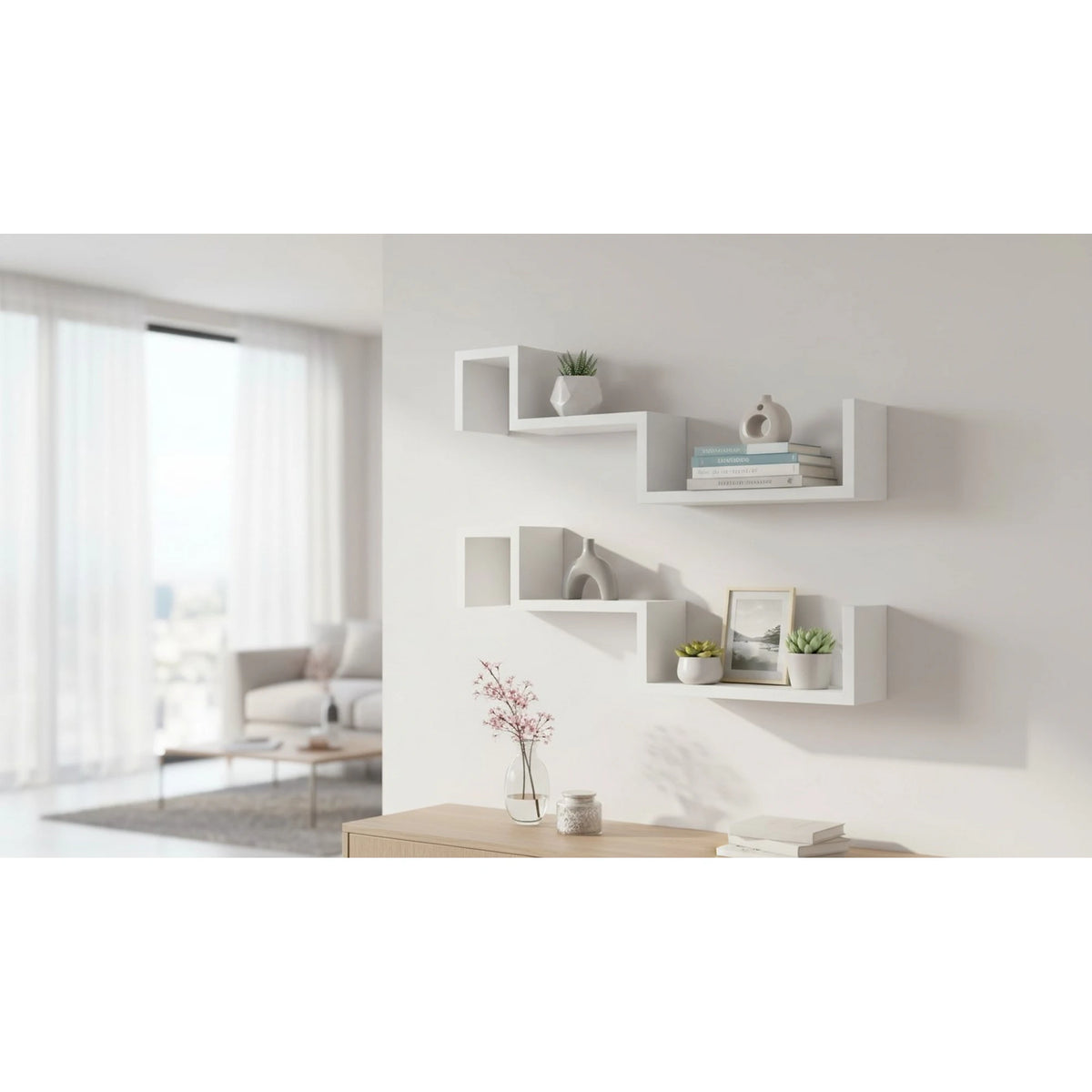 Set 2 rafturi FRI NEW, alb, 77x10x28 cm