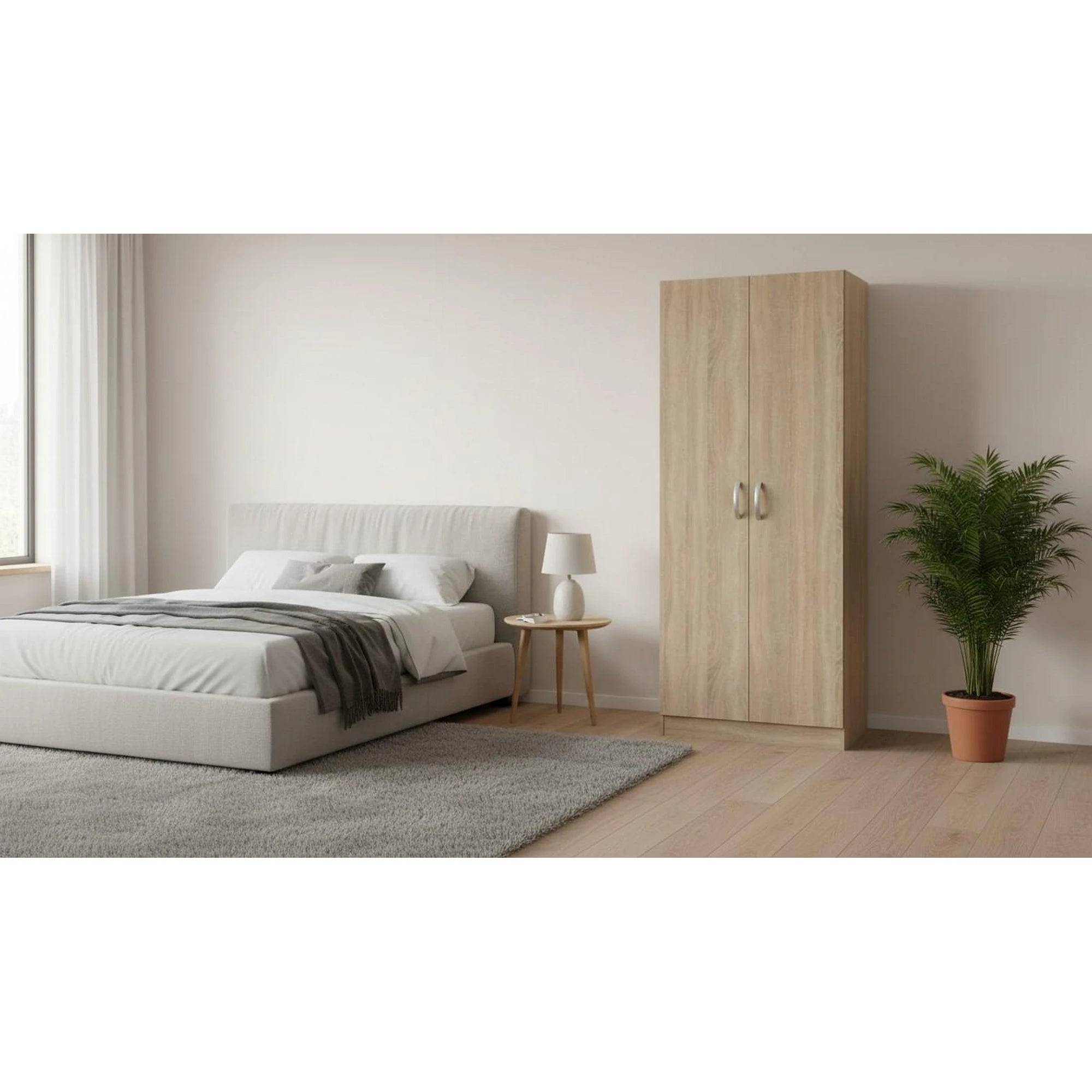 Dulap  BETTY 2 BE02-002-00, stejar sonoma, DTD laminat, cu 2 usi, 90x57x220 cm
