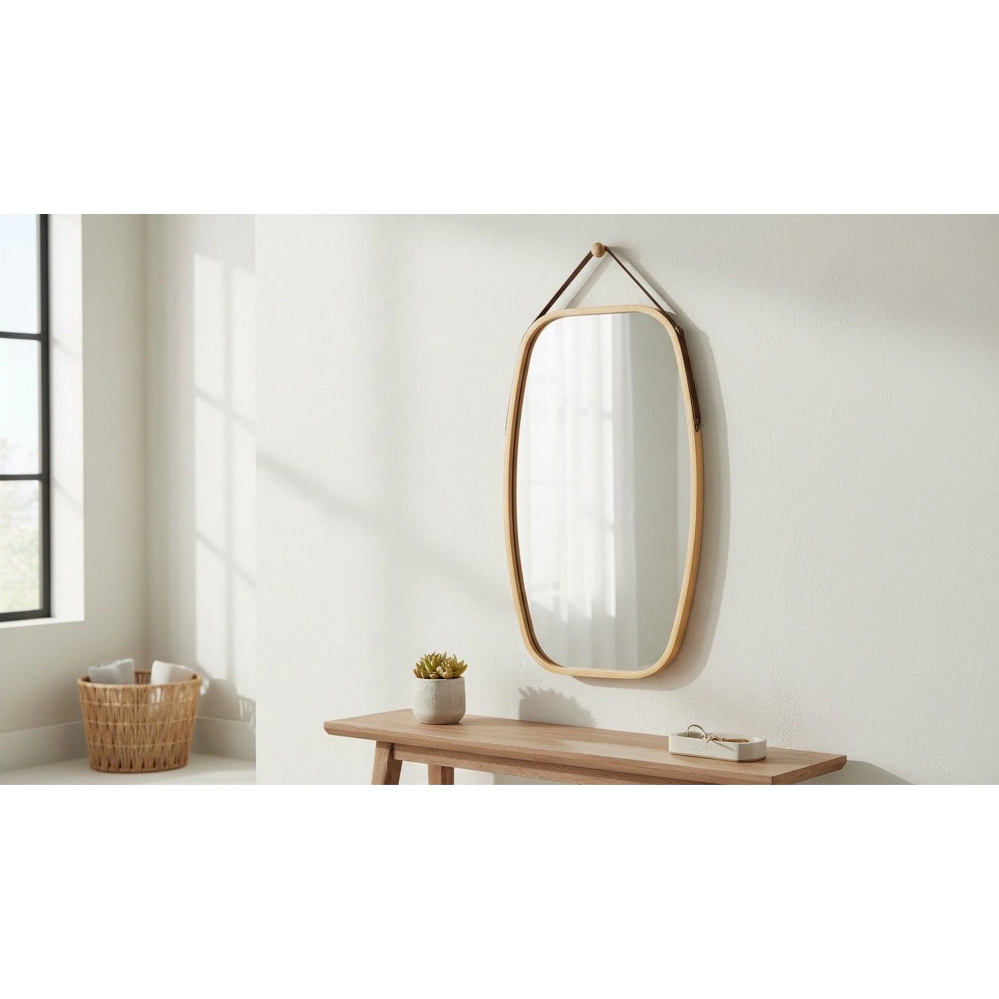 Oglinda LEMI 3+C420, bambus natural, lemn de bambus lacuit, 43x2x76 cm