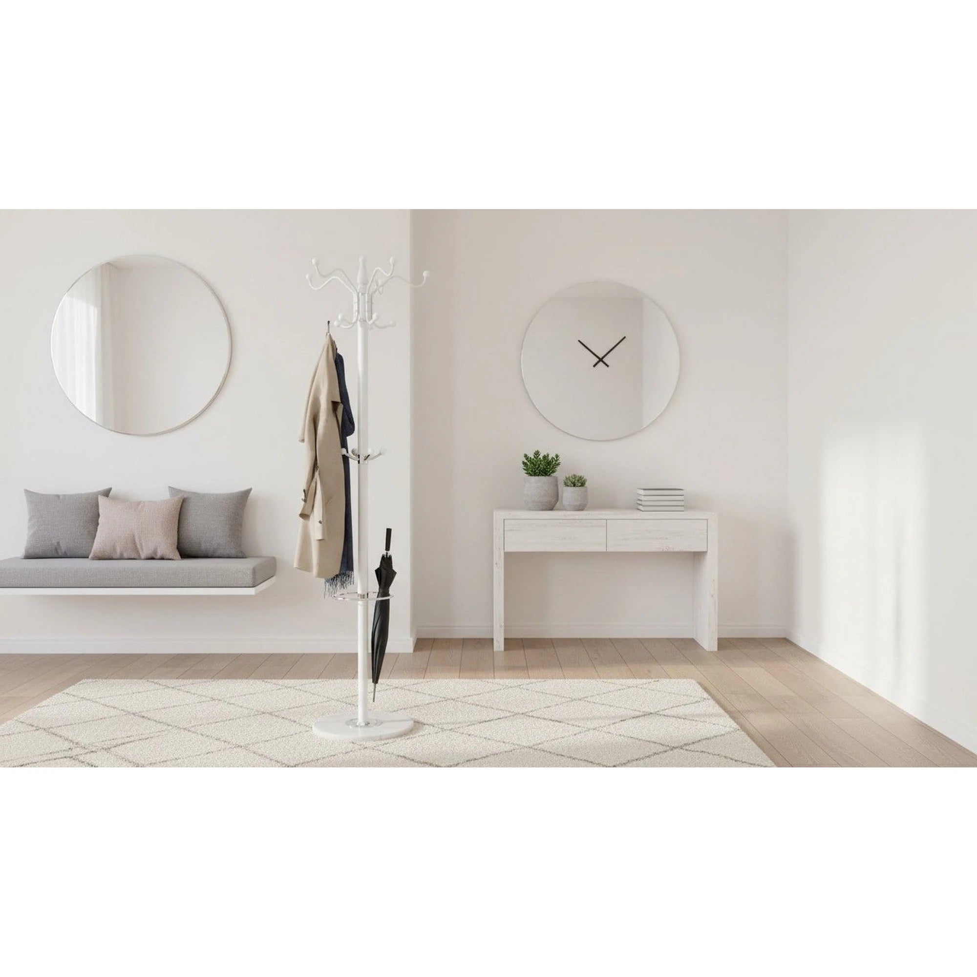 Cuier pom ELOS, alb, metal/marmura, 37x175 cm
