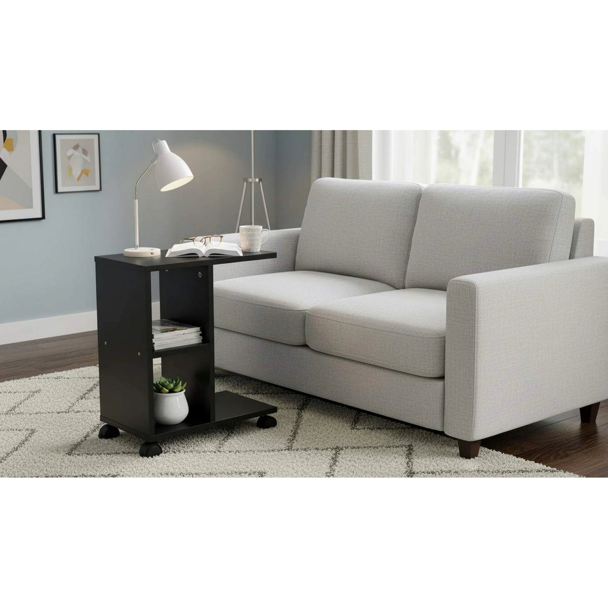 Masuta ABBAS NEW, negru, DTD laminat, 40x24x50 cm
