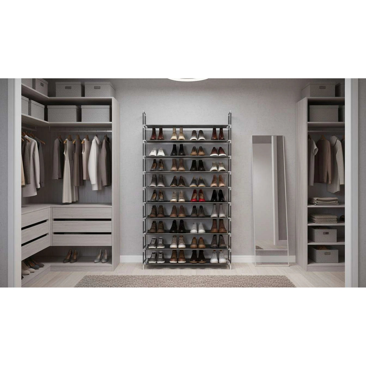 Pantofar FILOU, gri, metal/material textil, 100x27x175 cm