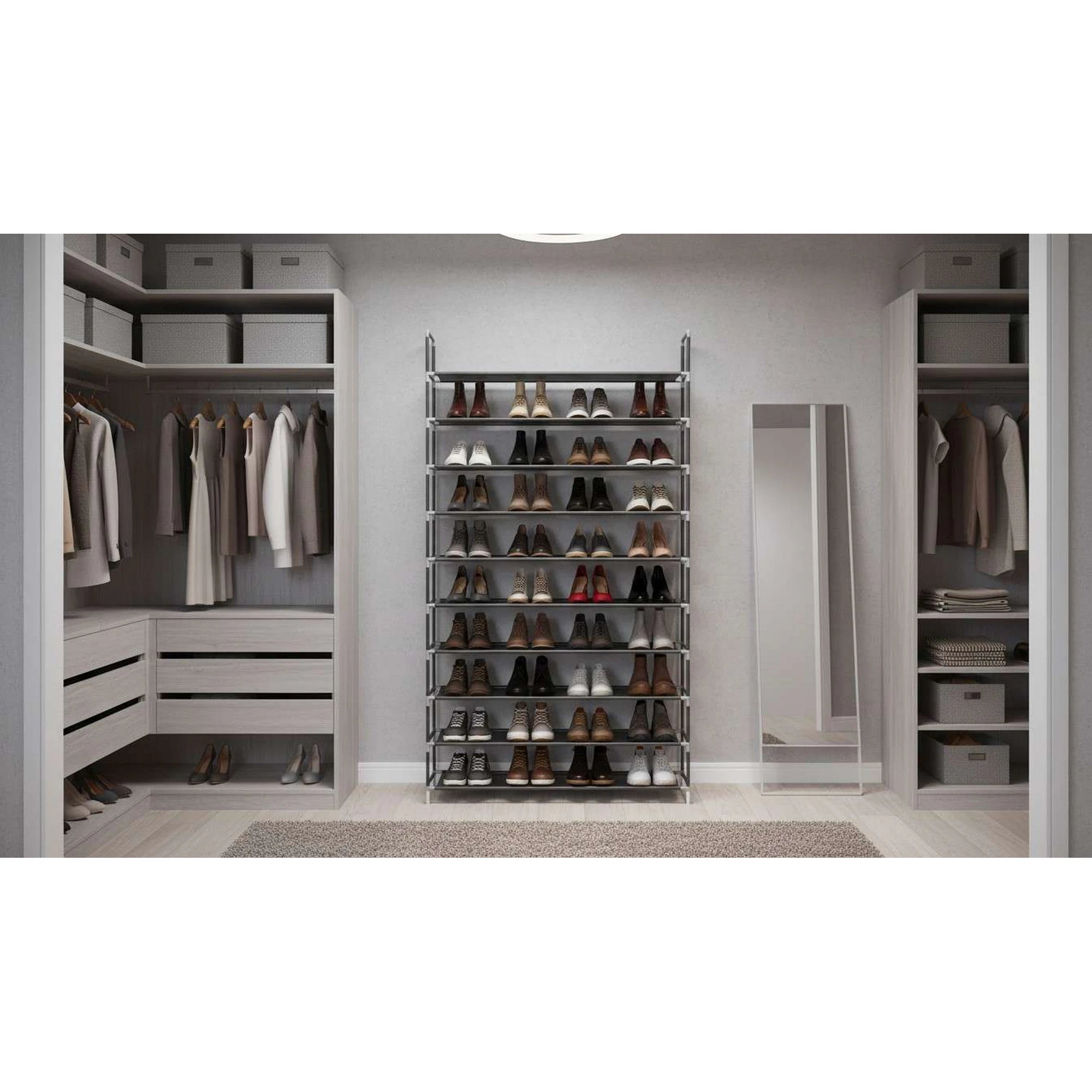 Pantofar FILOU, gri, metal/material textil, 100x27x175 cm