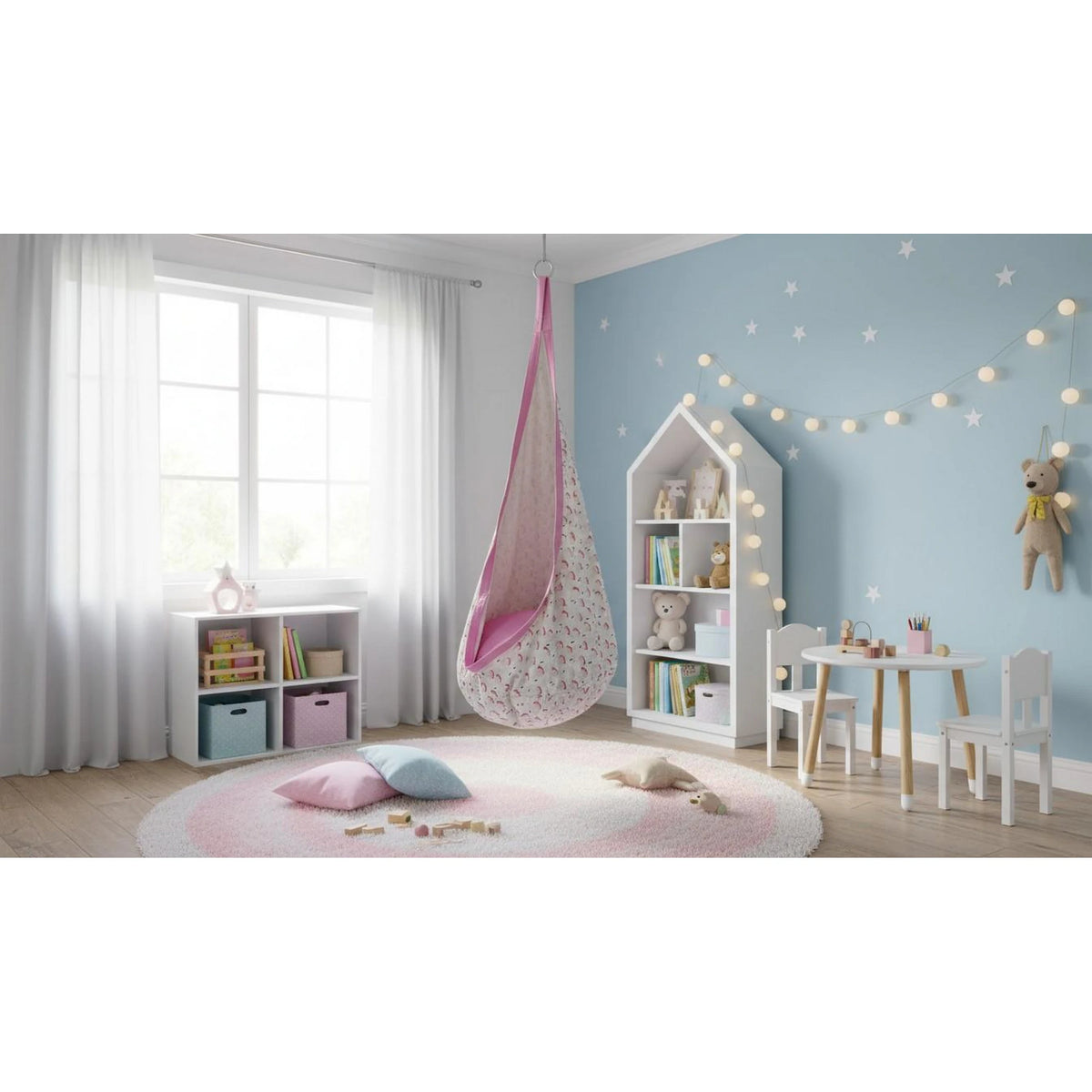 Balansoar suspendat SIESTA TYP 2, roz, bumbac/poliester, 70x70x150 cm